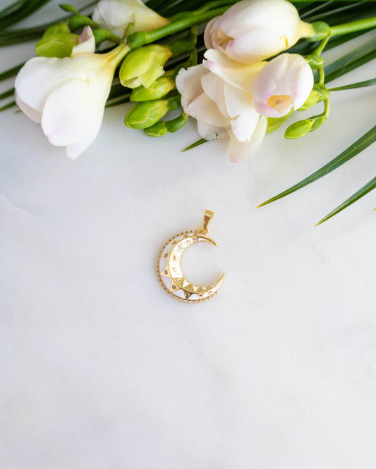 pandant semiluna zirconii love and stars jewels