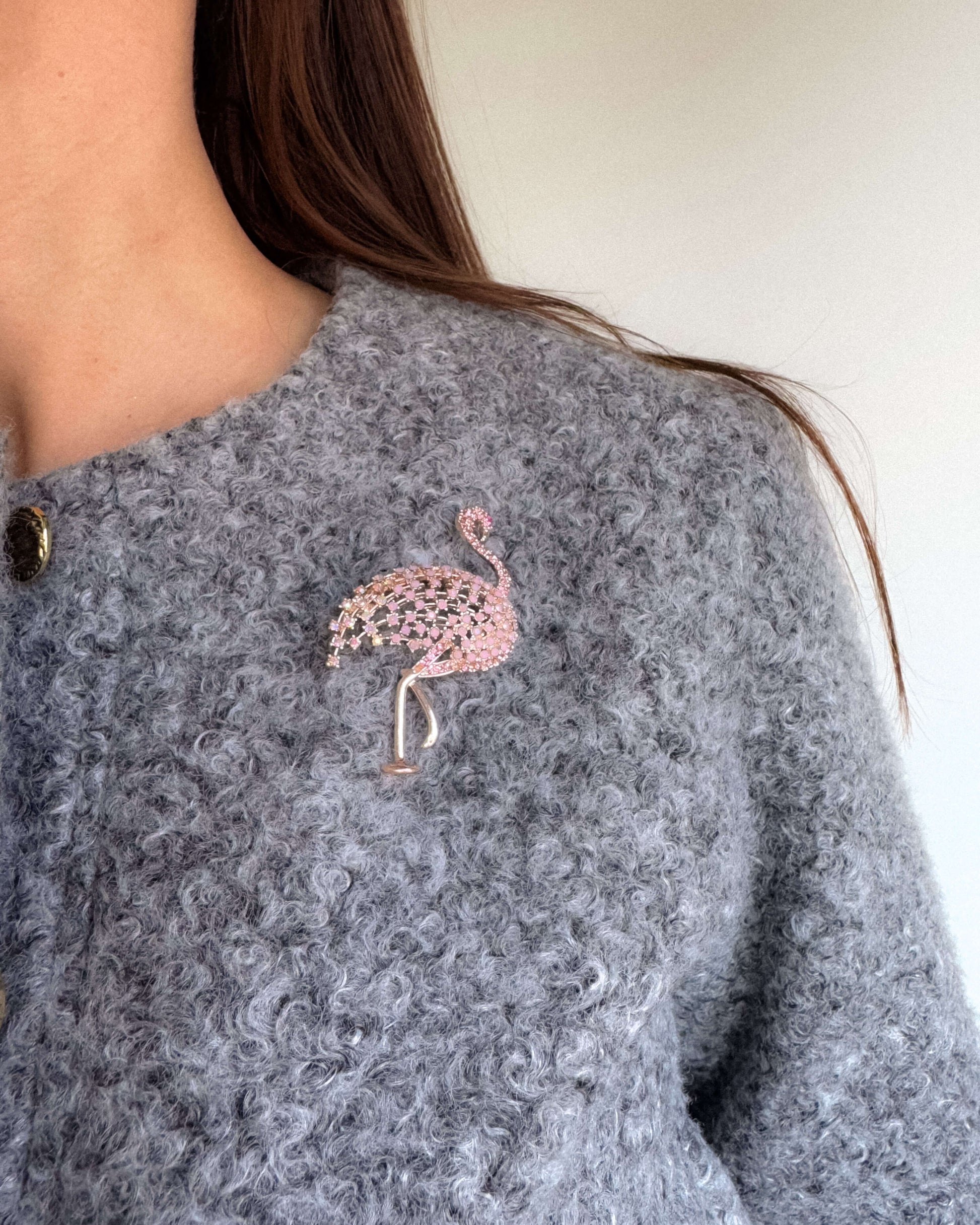 Broșă flamingo roz love and stars jewels