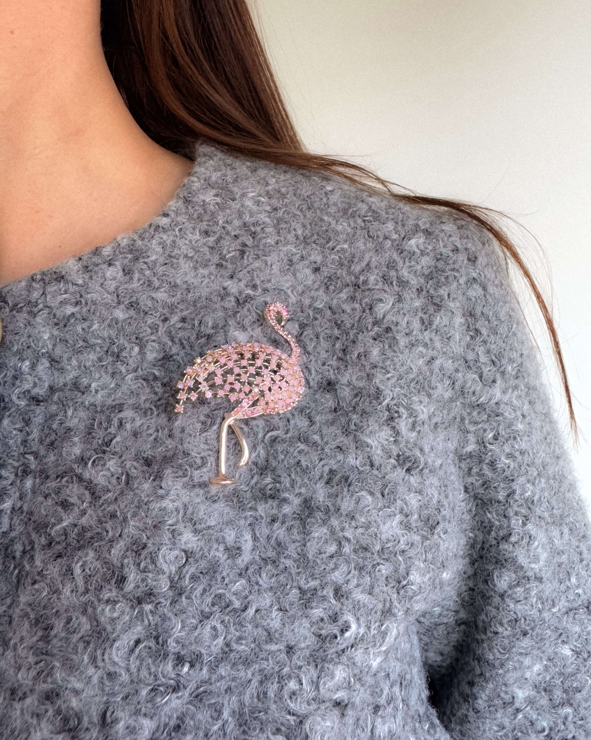 Broșă flamingo roz love and stars jewels