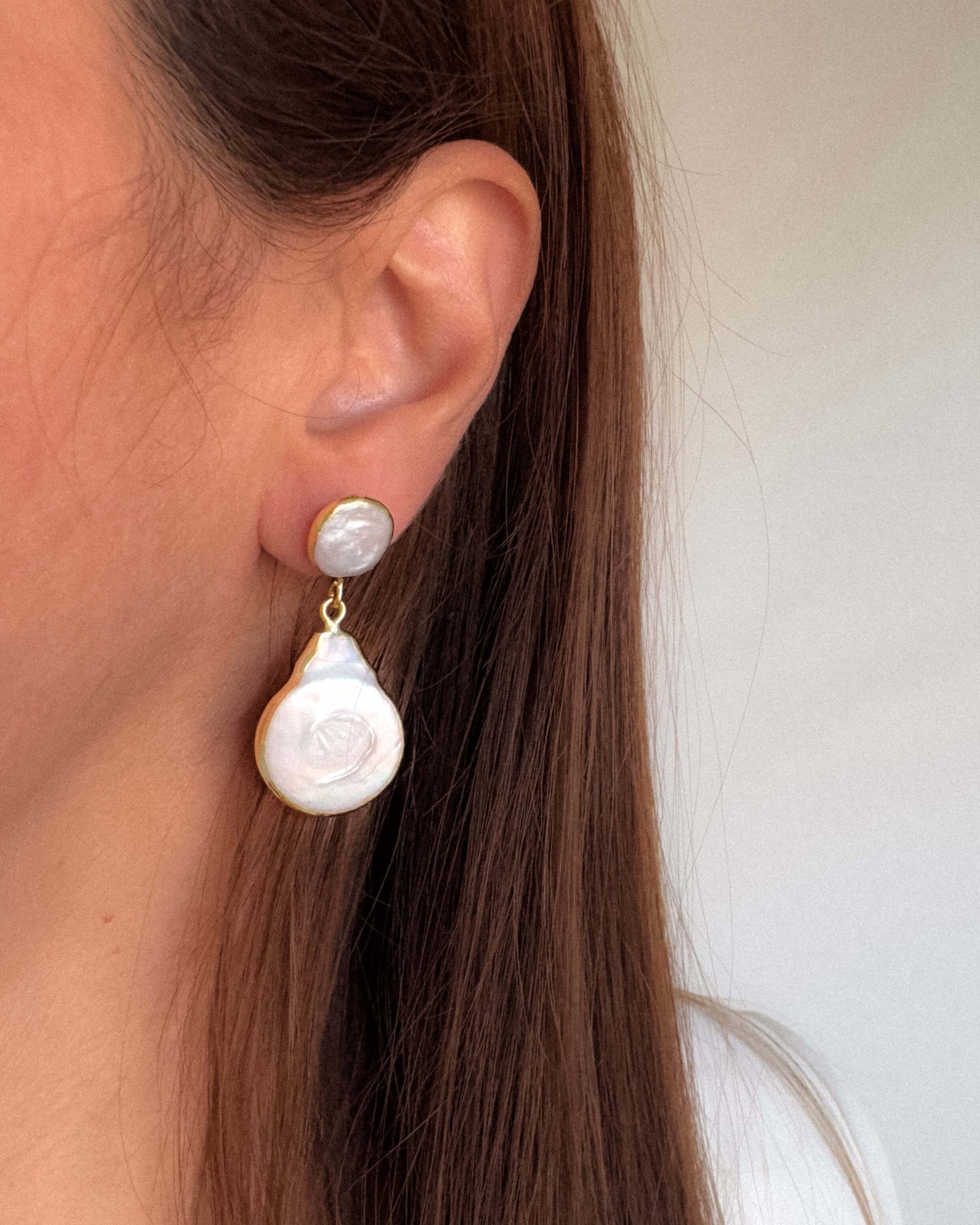 Cercei foarte usori din perle naturale Love and Stars Jewels