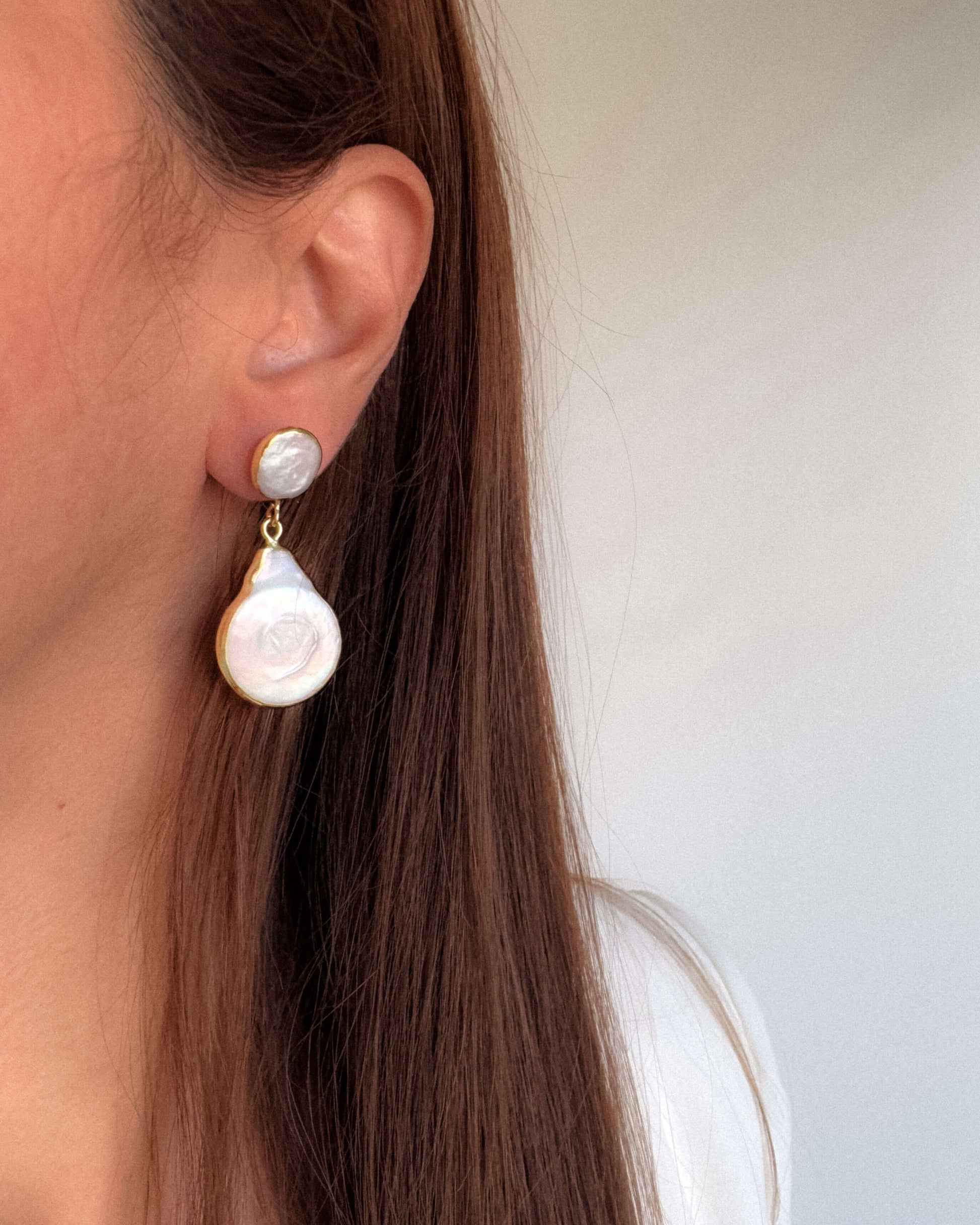 Cercei foarte usori din perle naturale Love and Stars Jewels