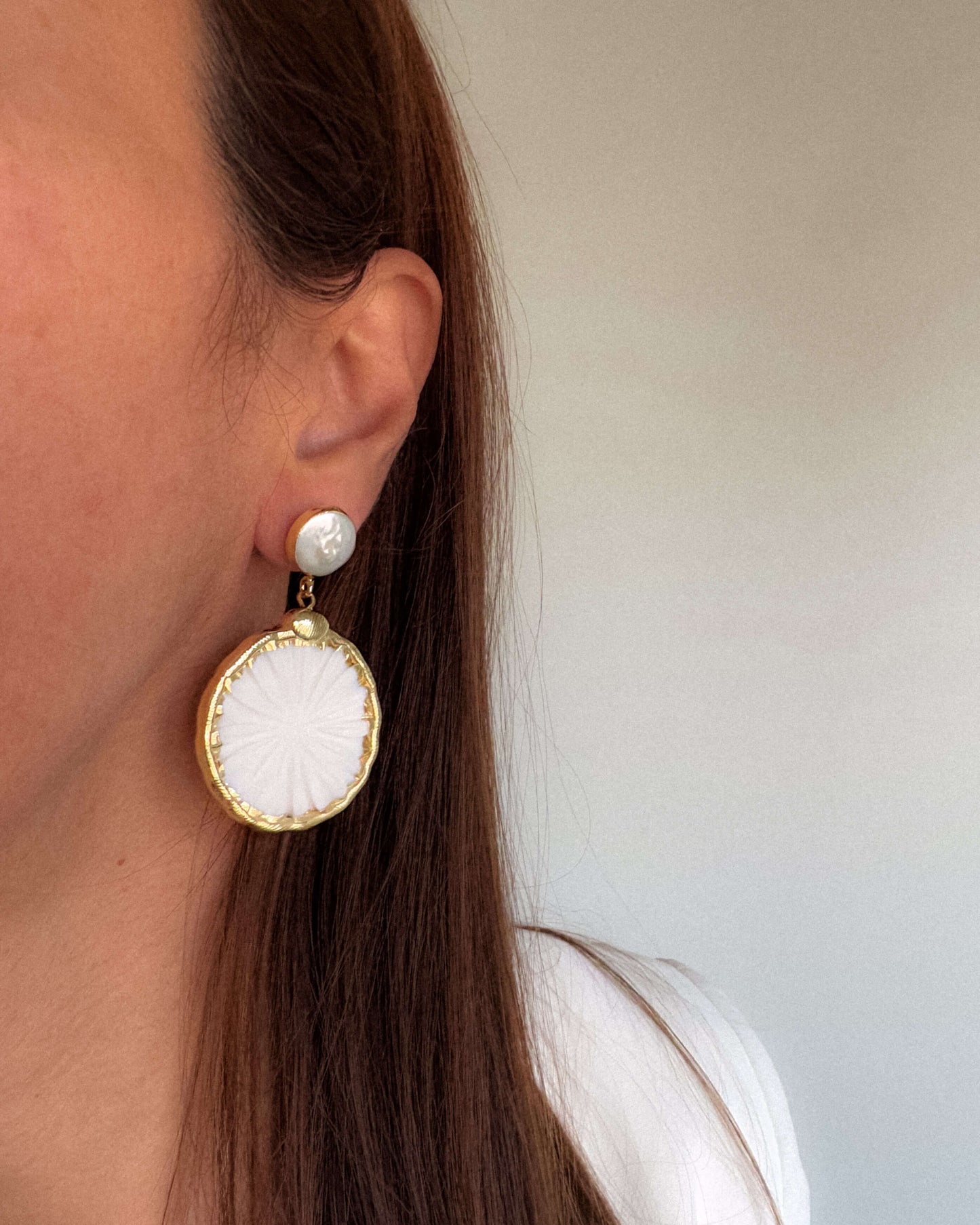 Cercei rotunzi sidef de scoica love and stars jewels