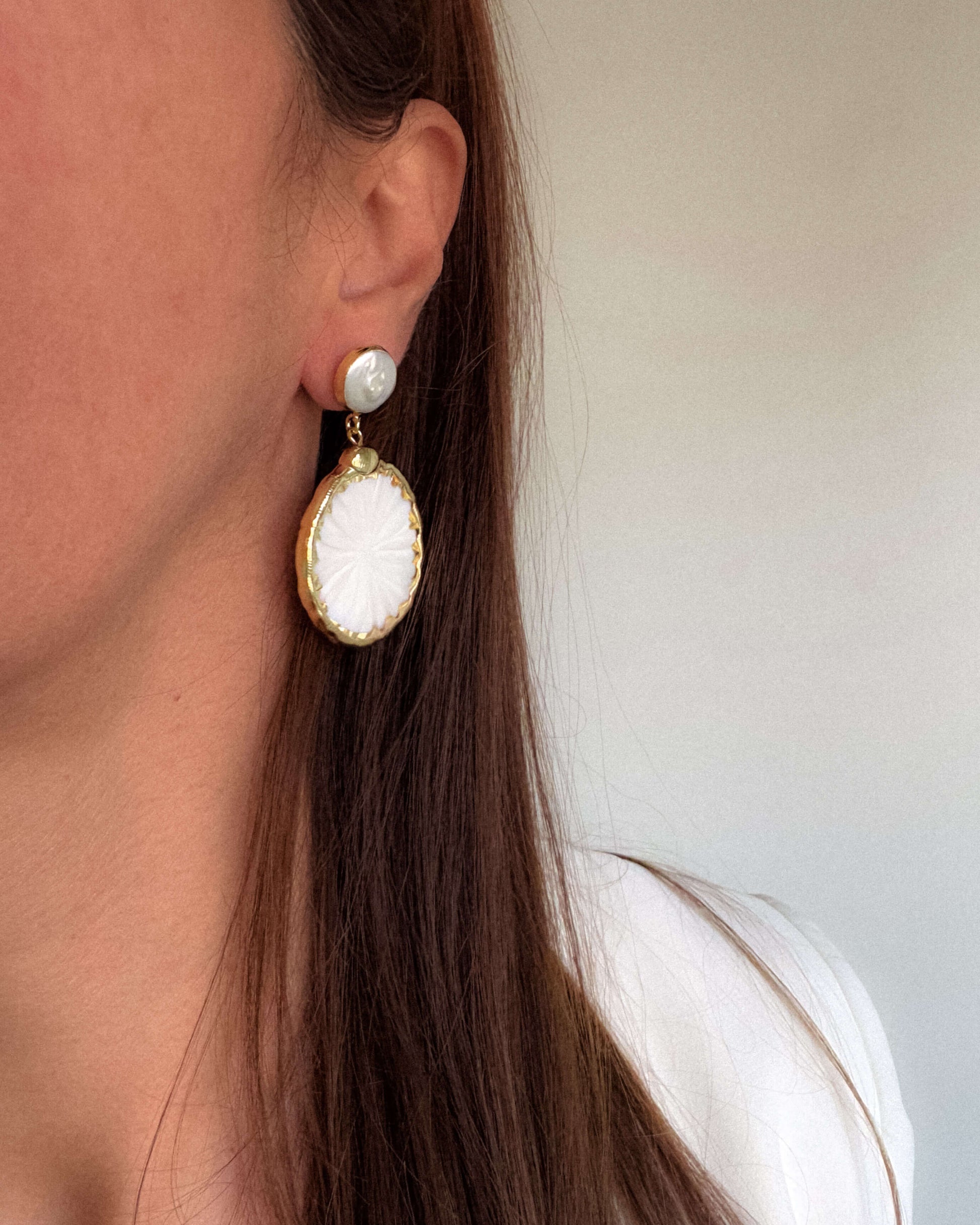 Cercei rotunzi sidef de scoica love and stars jewels