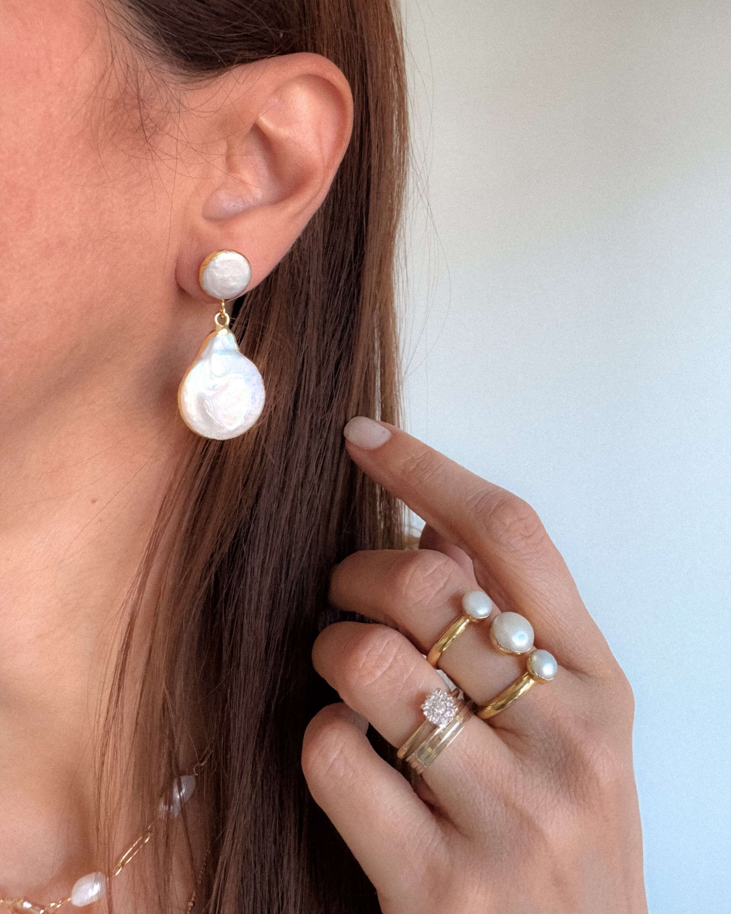 Cercei foarte usori din perle naturale Love and Stars Jewels