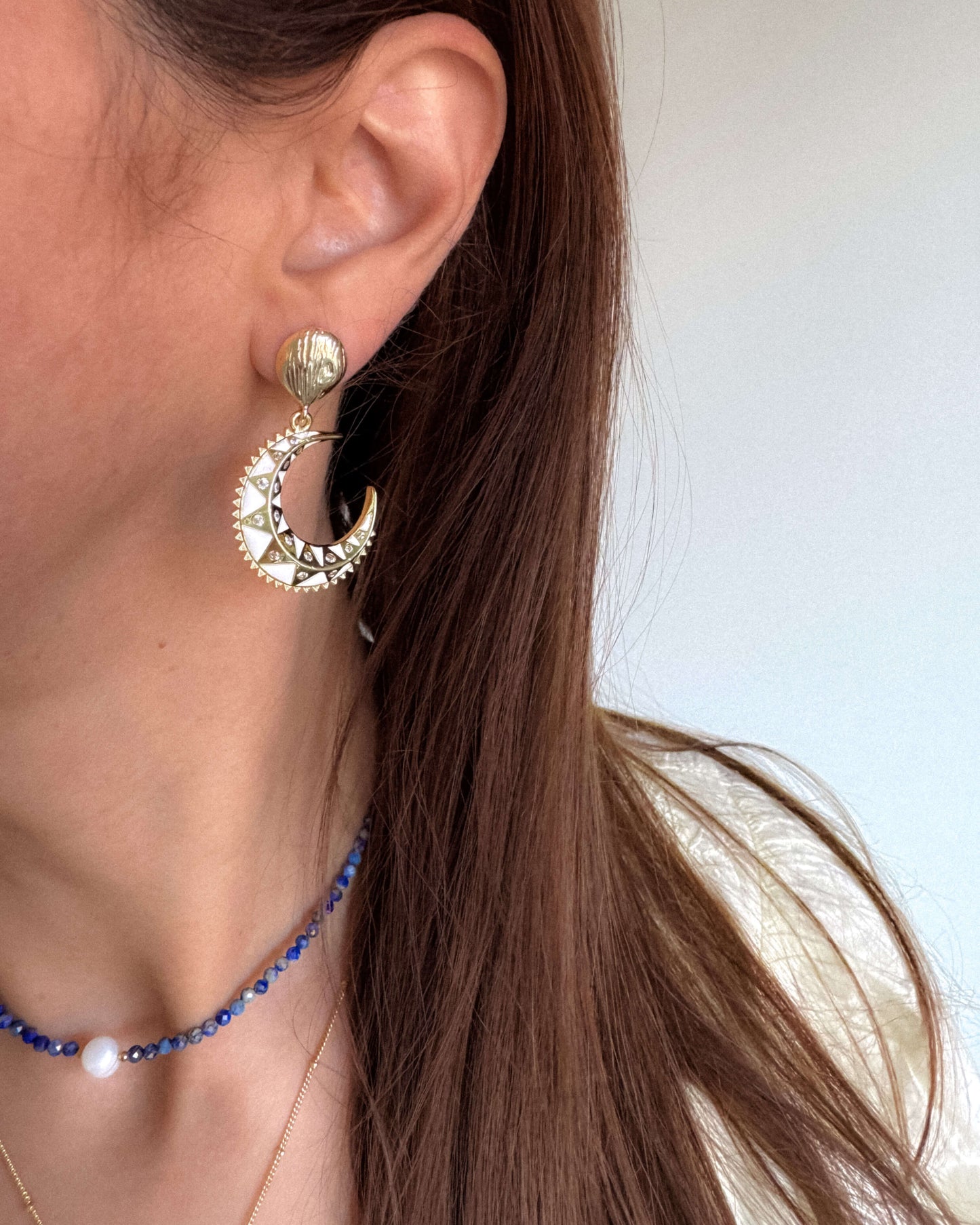 cercei usori semiluna zirconii cadou pentru iubita love and stars jewels