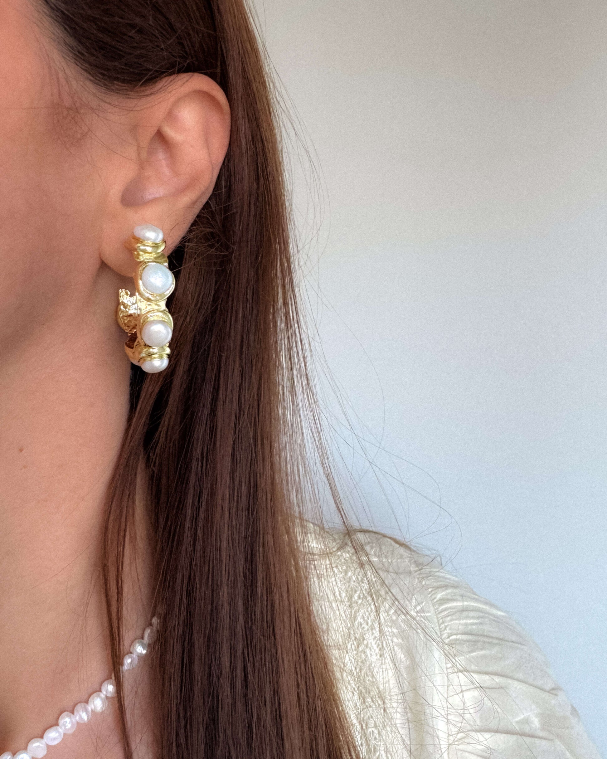 Cercei rotunzi perle naturale Love and Stars Jewels