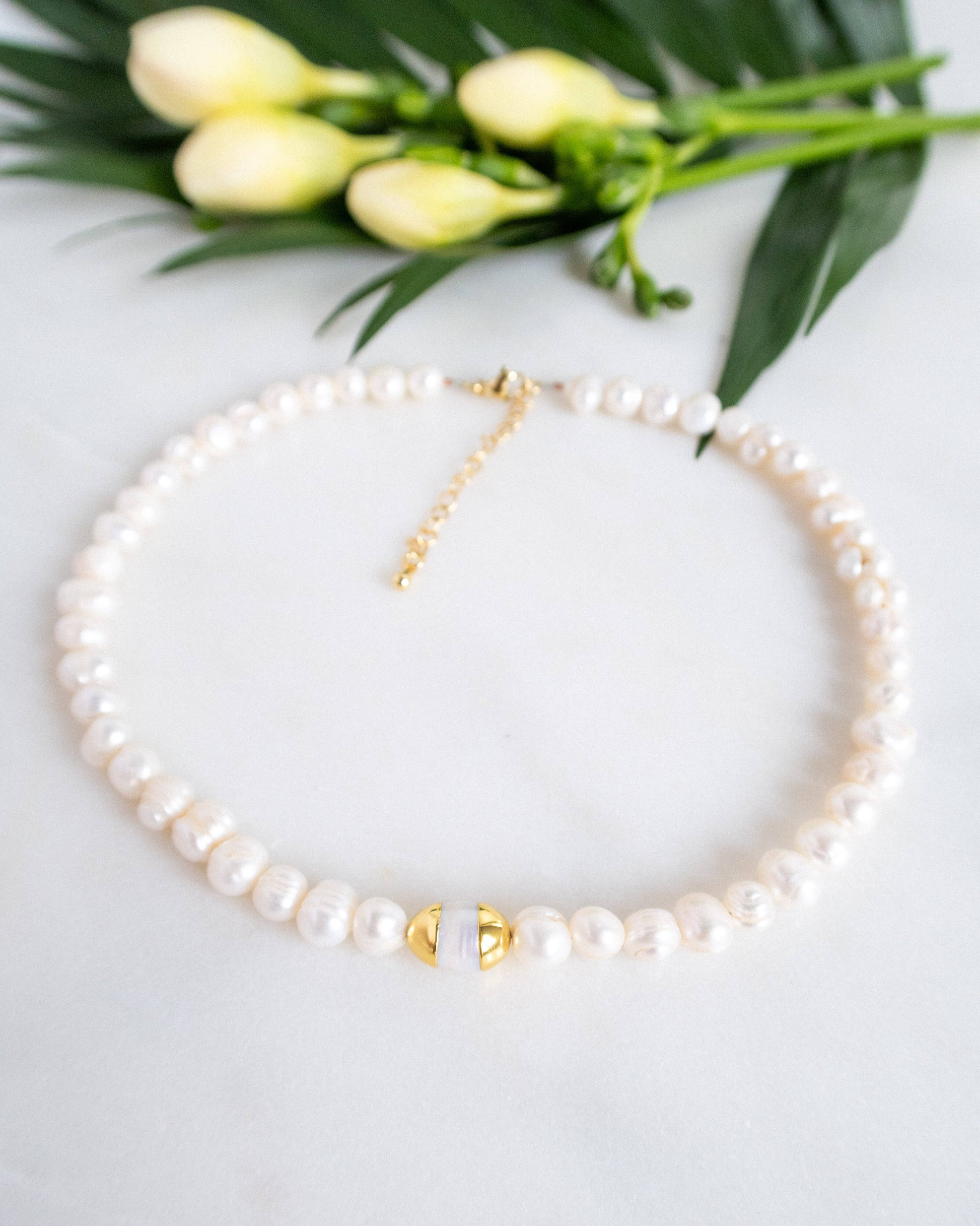 Colier la baza gâtului perle naturale Love and Stars Jewels