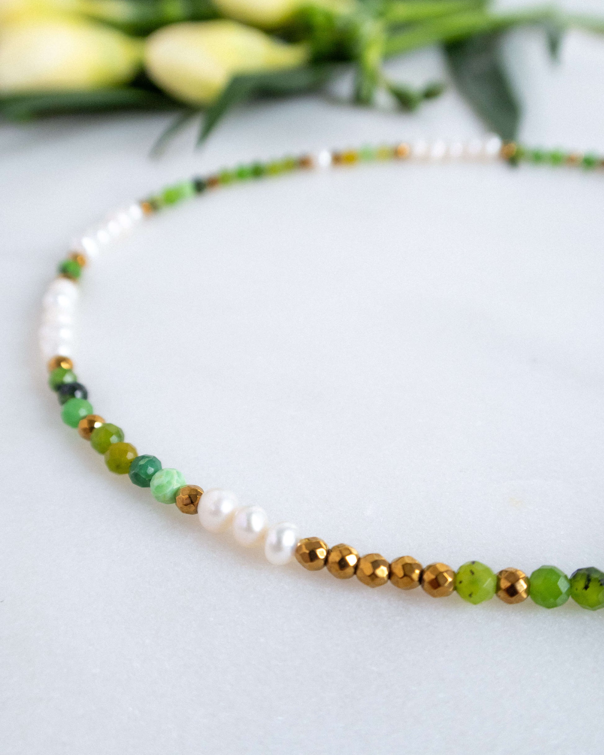 colier verde colier jad si perle naturale love and stars jewels