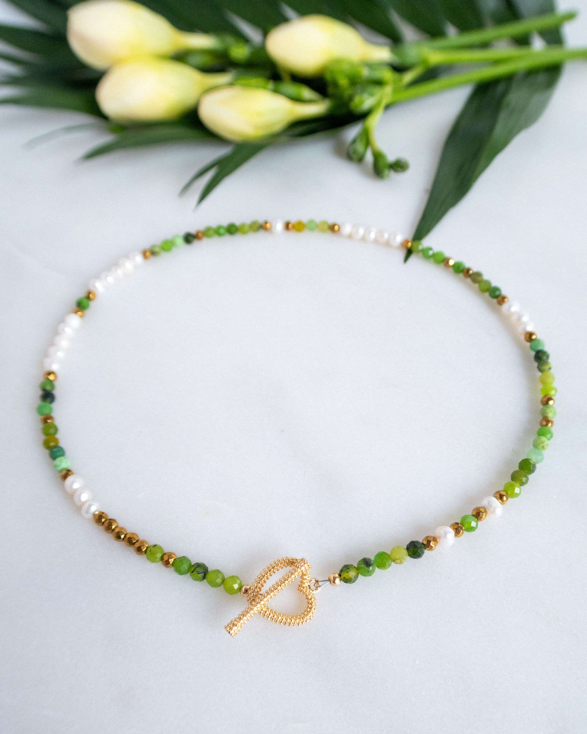 colier verde colier jad si perle naturale love and stars jewels