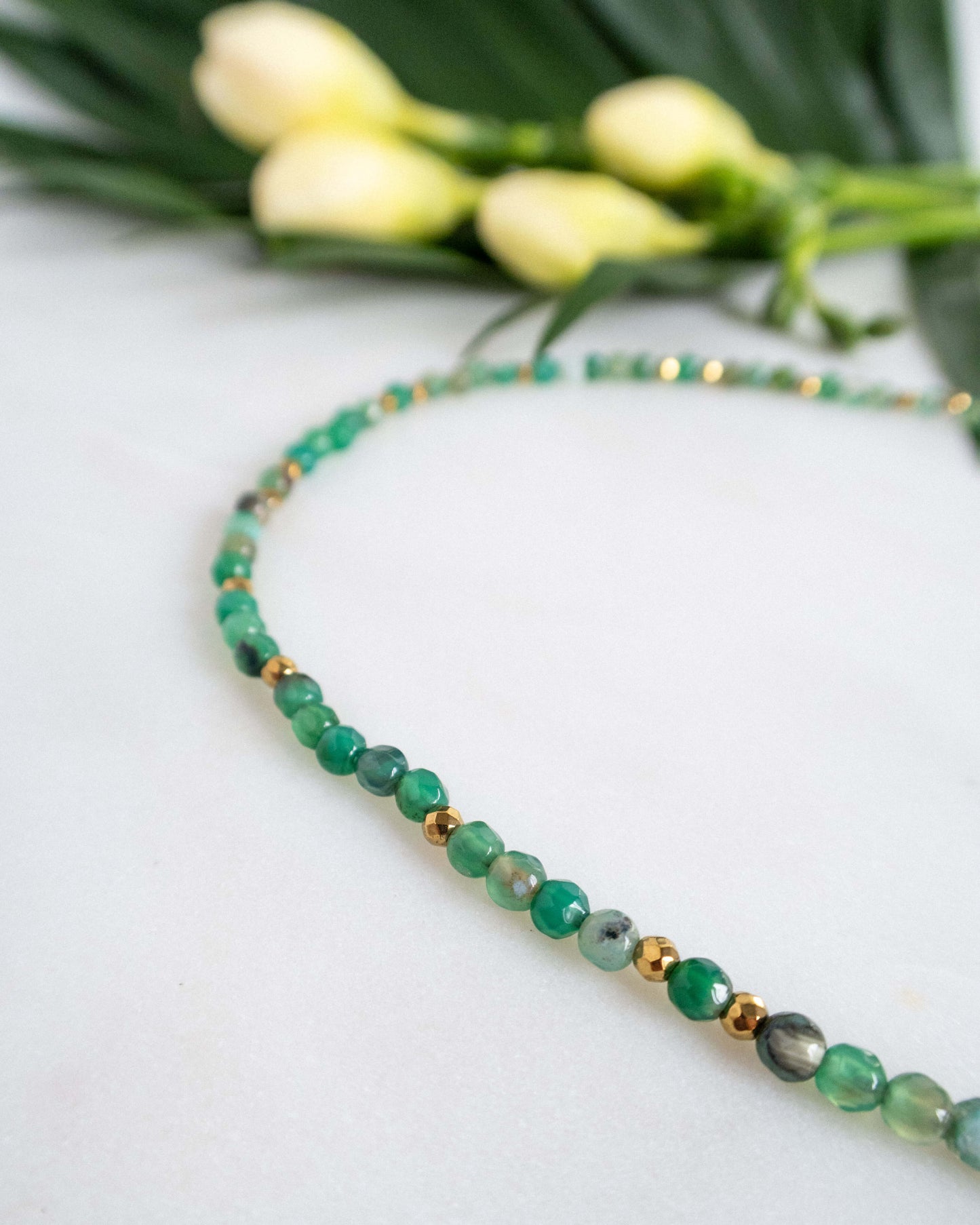 Colier verde agat semiluna cuart love and stars jewels