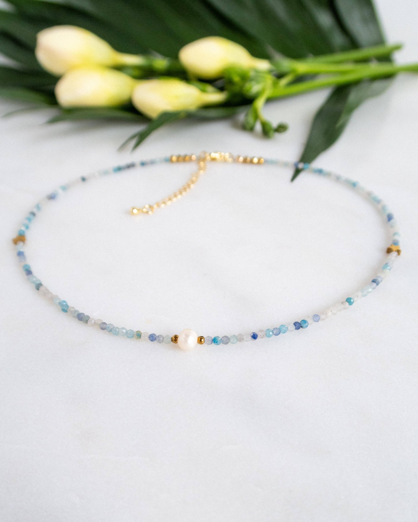 Colier pietre naturale albastre love and stars jewels