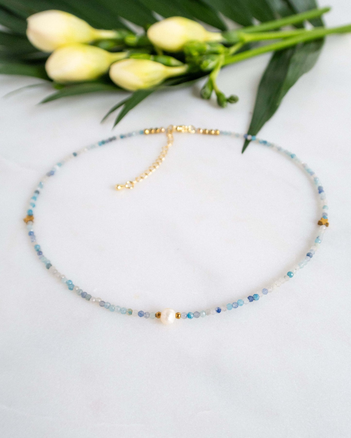 Colier pietre naturale albastre love and stars jewels