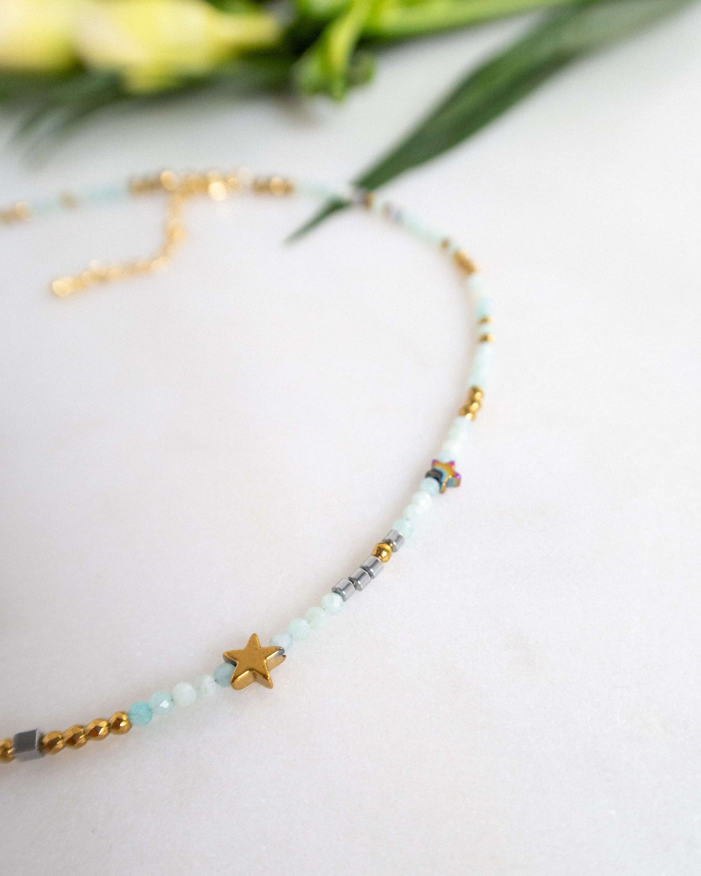 Colier pentru vara colier amazonit bijuterii pentru blonde love and stars jewels