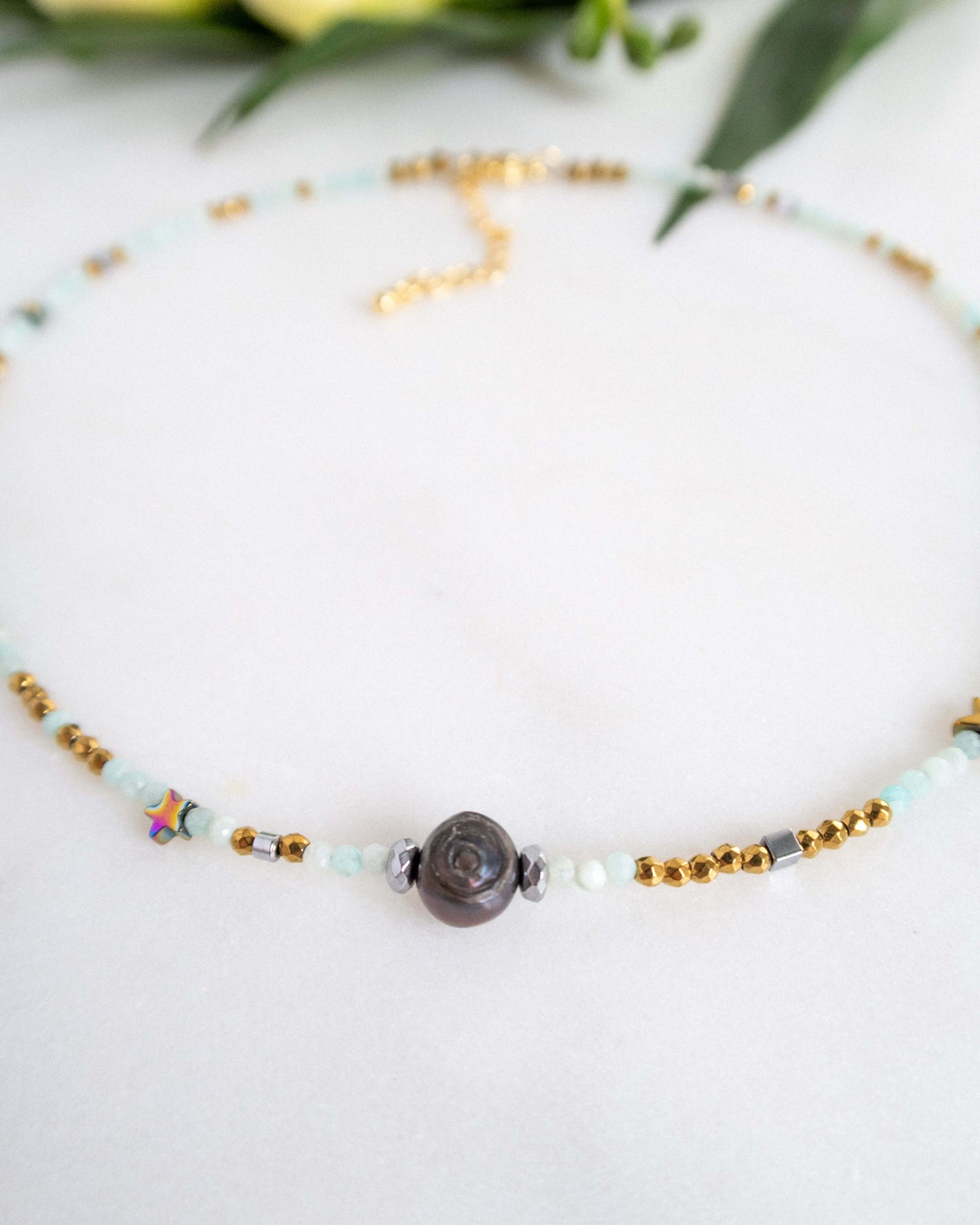 Colier pentru vara colier amazonit bijuterii pentru blonde love and stars jewels
