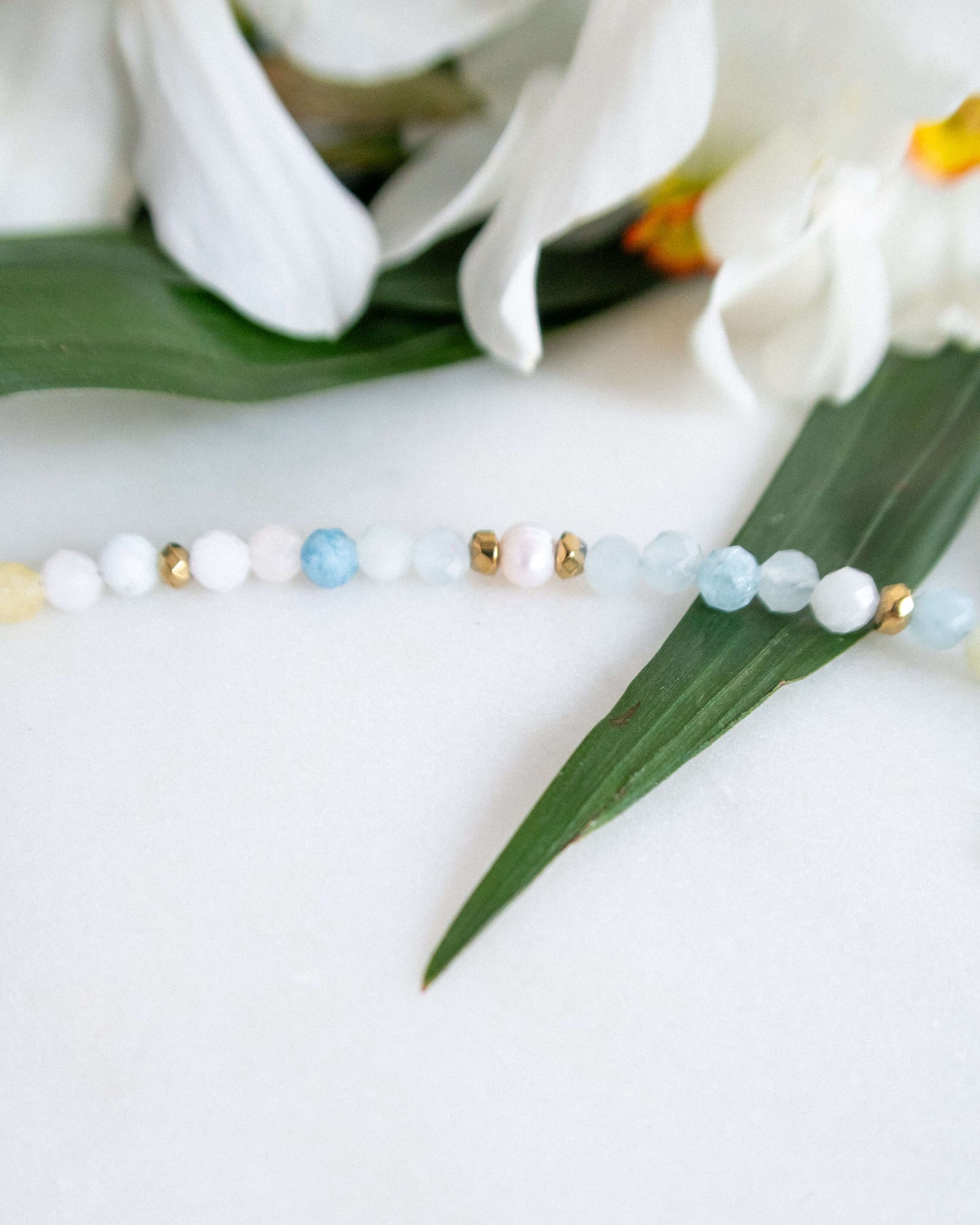 Colier morganit perle naturale colier cadou pentru sotie love and stars jewels