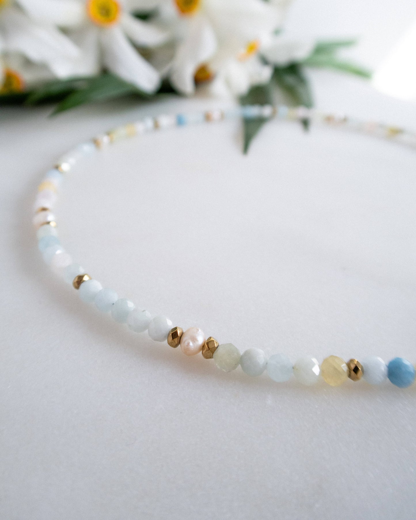 Colier morganit perle naturale colier cadou pentru sotie love and stars jewels