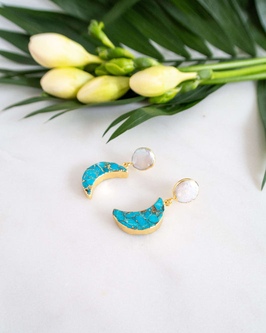 Cercei semiluna turcoaz Love and Stars Jewels