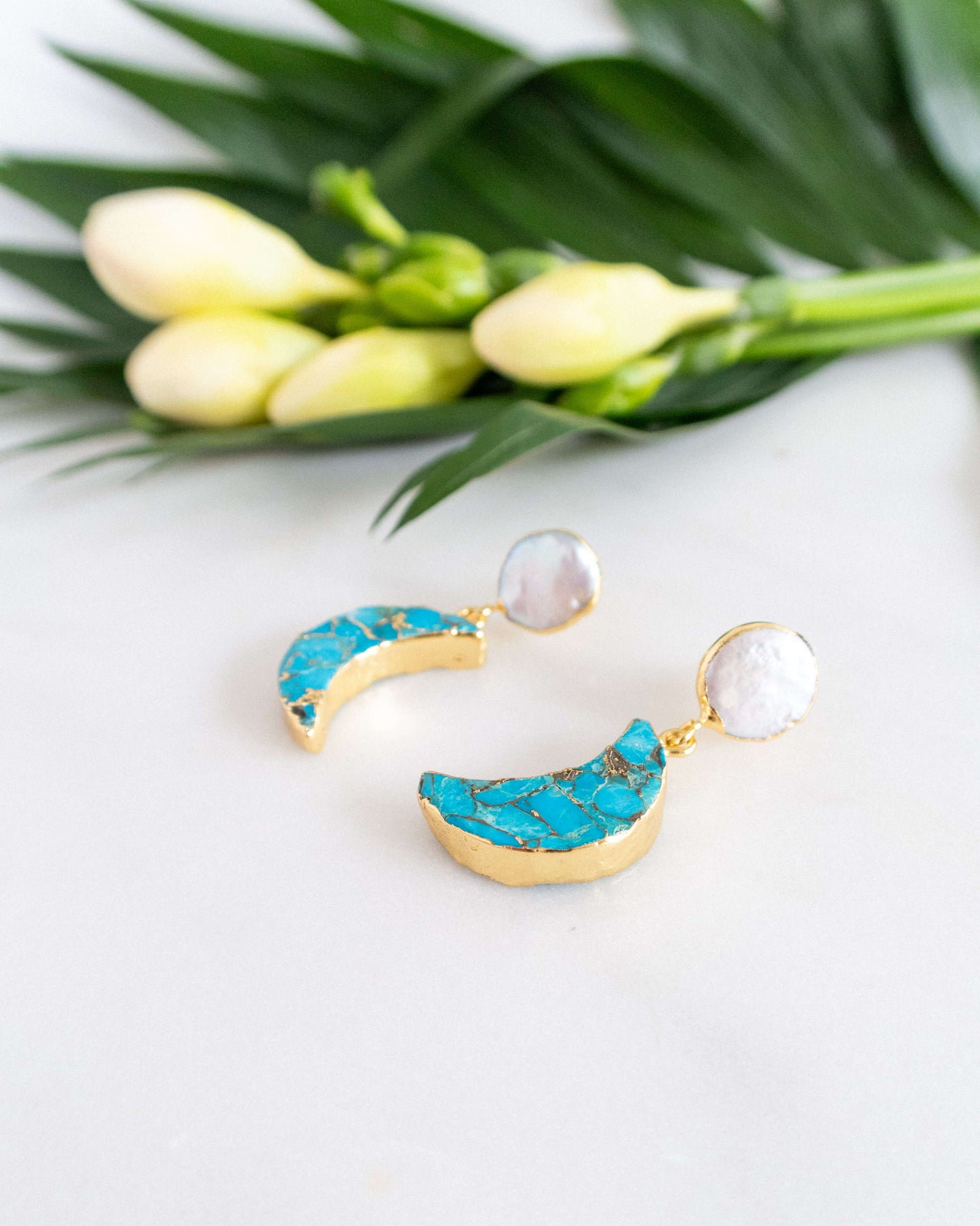 Cercei semiluna turcoaz Love and Stars Jewels