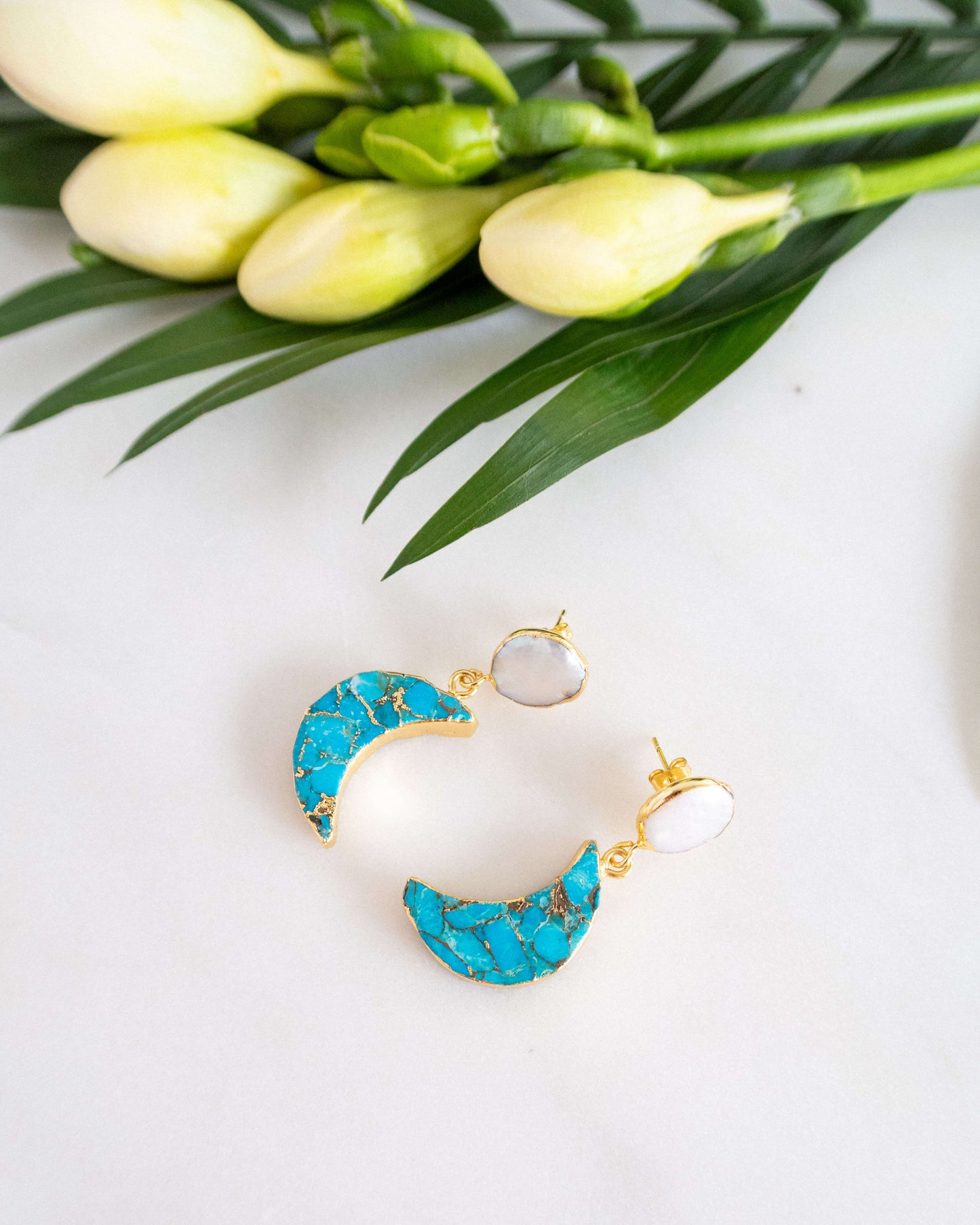 Cercei semiluna turcoaz Love and Stars Jewels