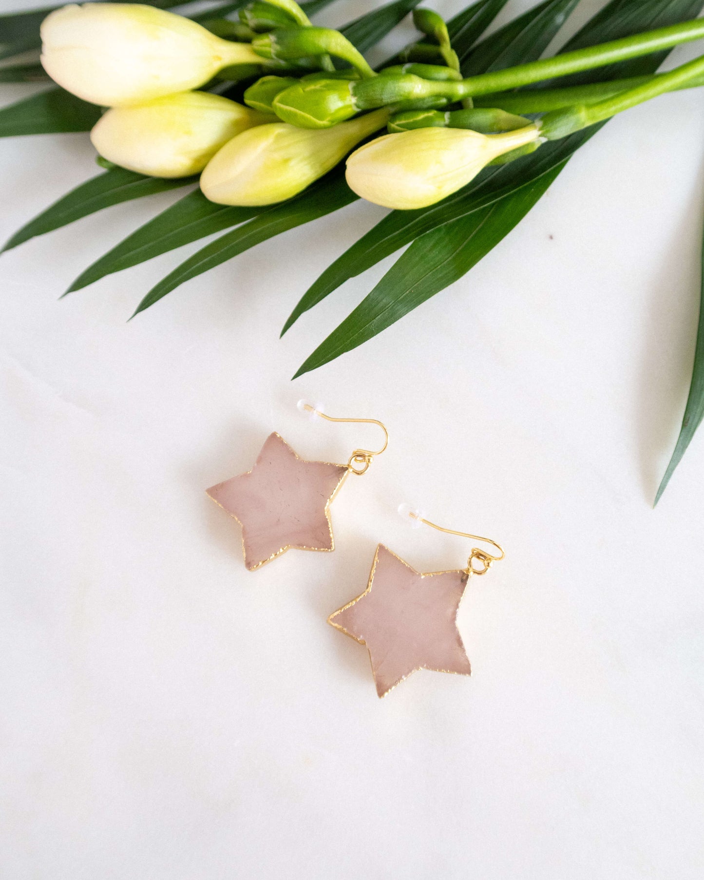 Cercei cuart roz stele love and stars jewels