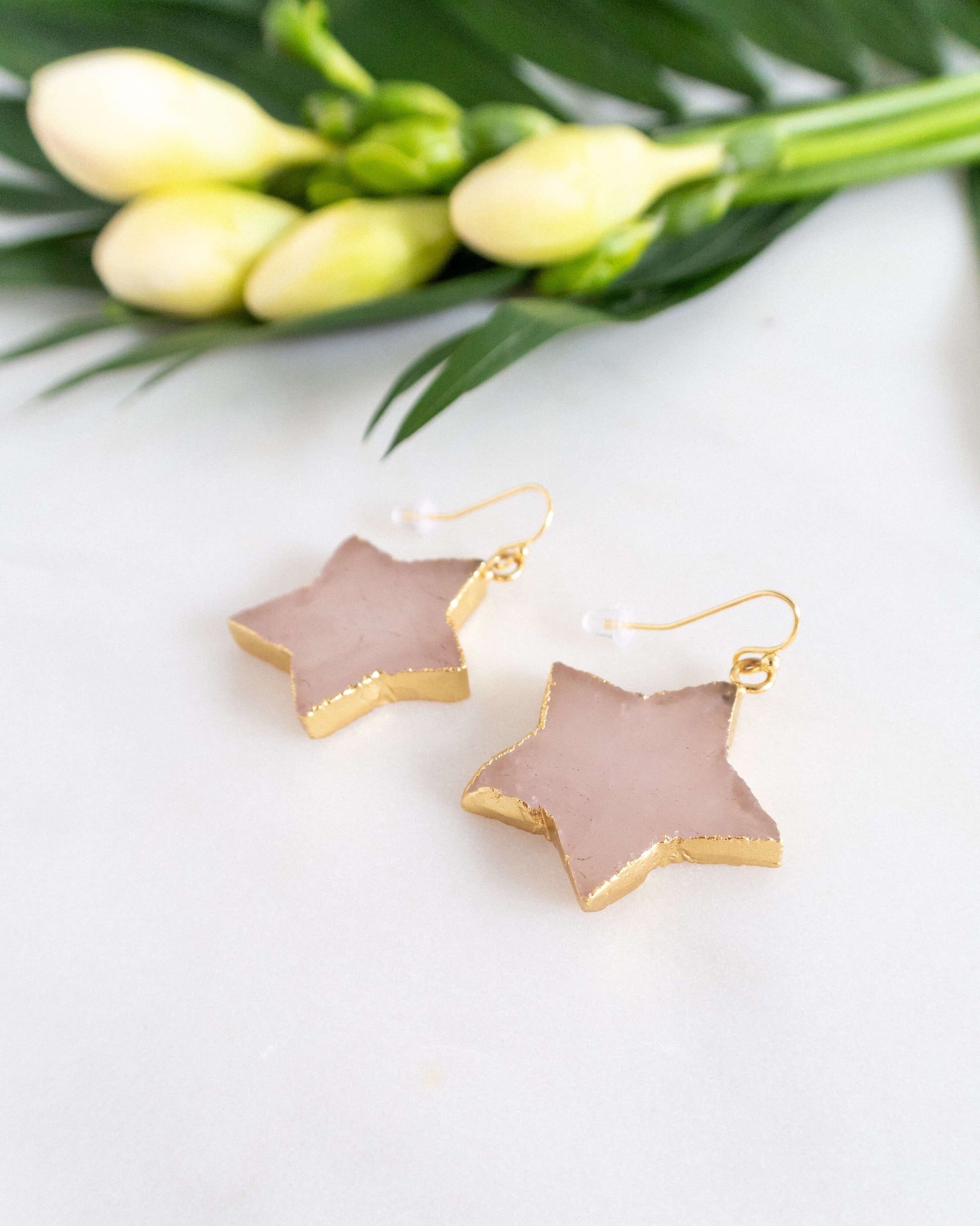 Cercei cuart roz stele love and stars jewels