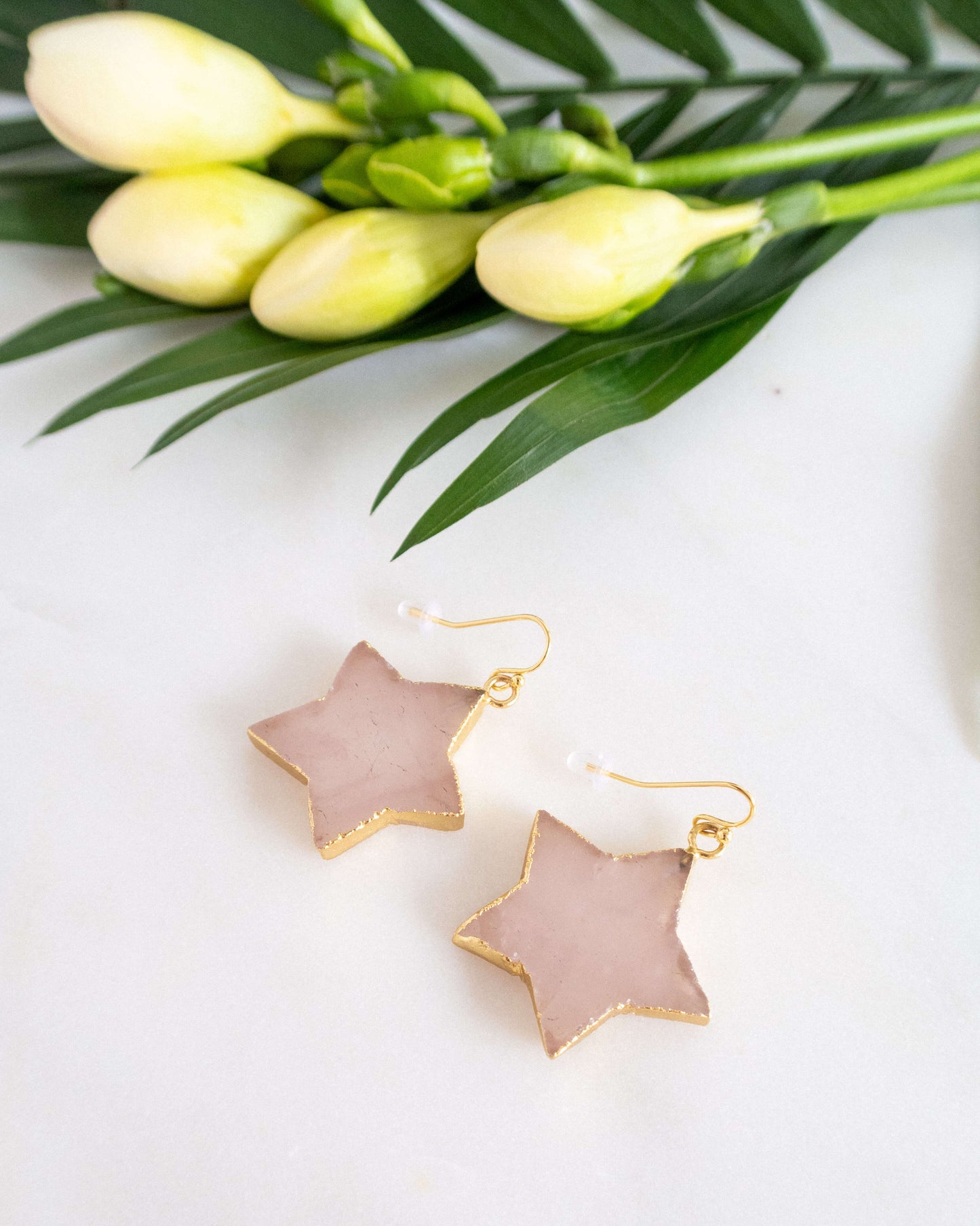 Cercei cuart roz stele love and stars jewels