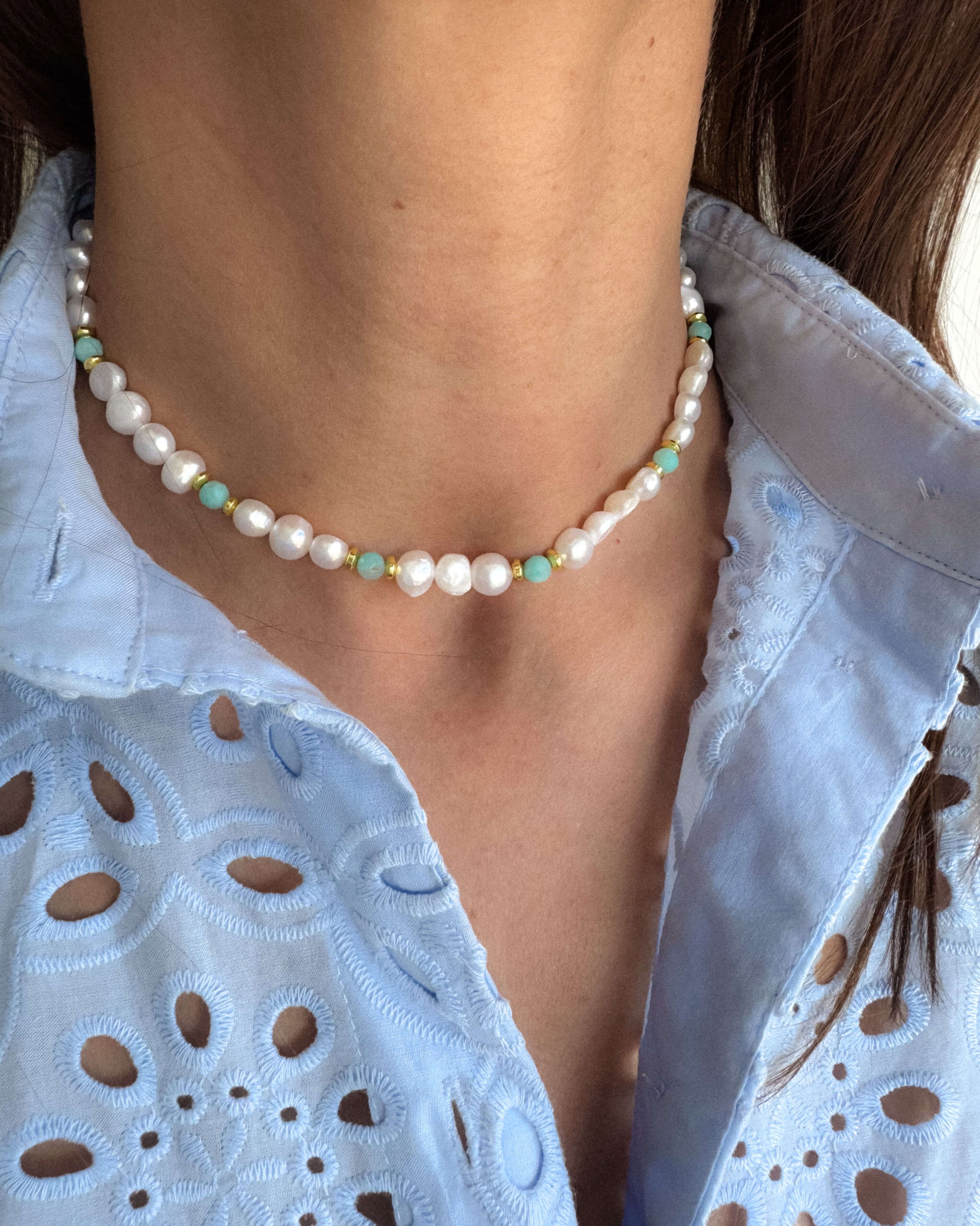 colier la baza gatului din perle naturale colier pentru vara love and stars jewels