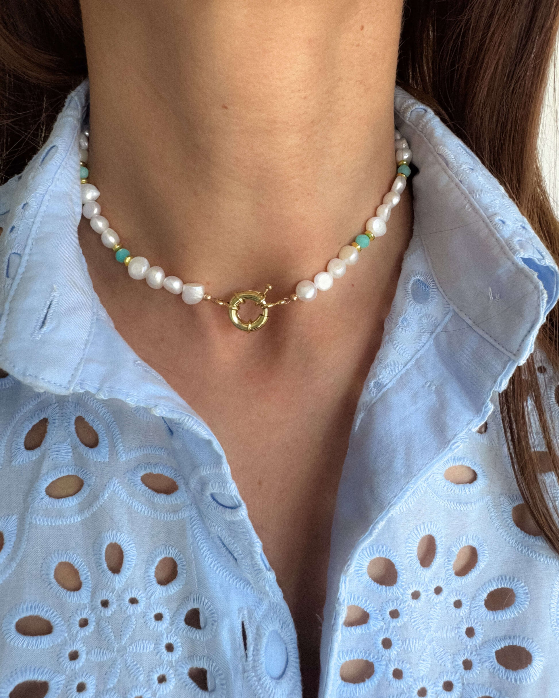 colier la baza gatului din perle naturale colier pentru vara love and stars jewels