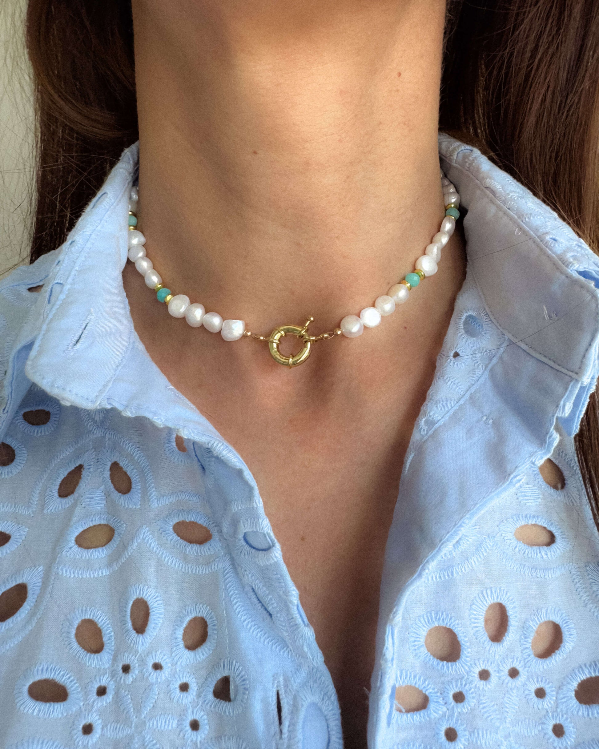 colier la baza gatului din perle naturale colier pentru vara love and stars jewels