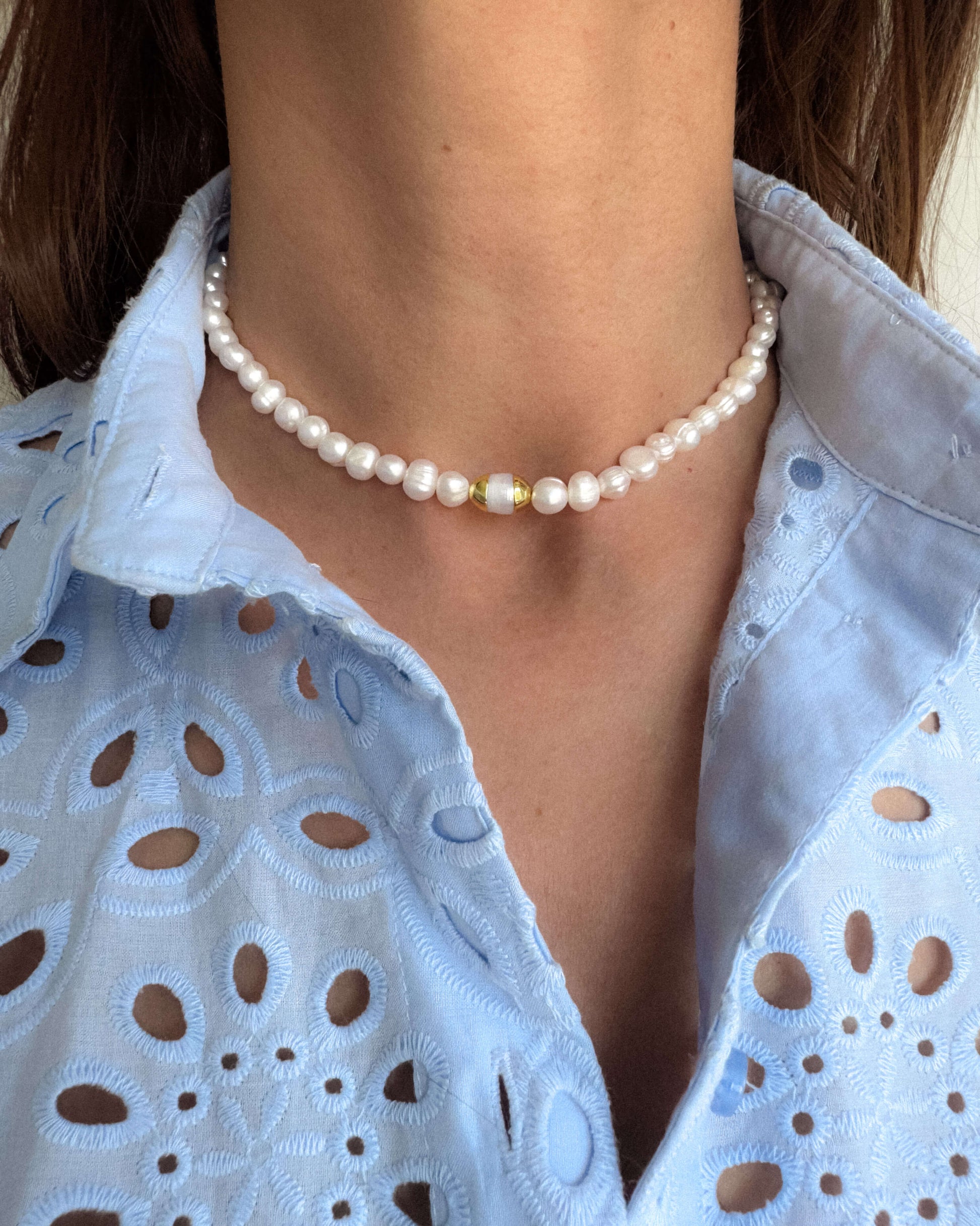 Colier la baza gâtului perle naturale Love and Stars Jewels