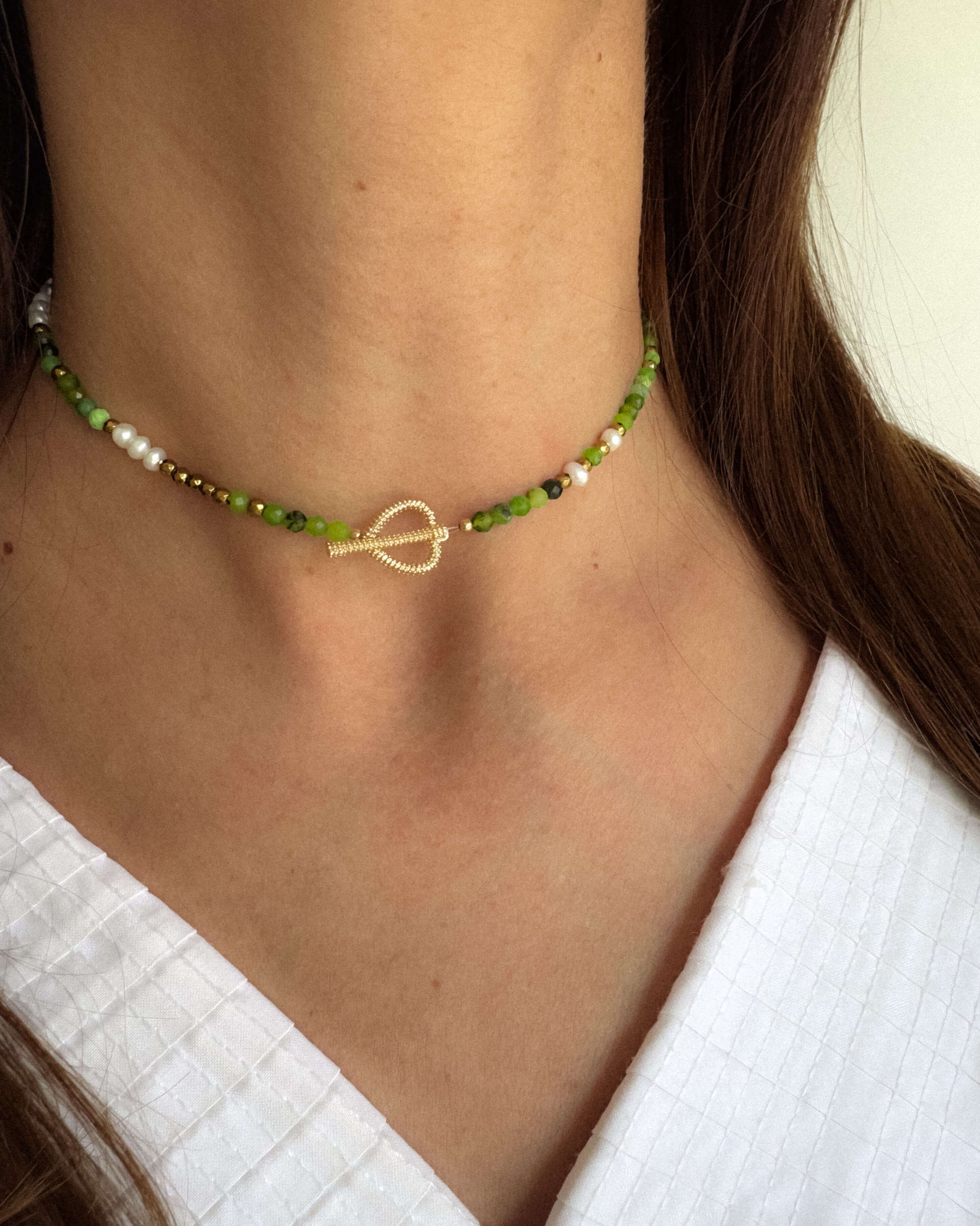 colier verde colier jad si perle naturale love and stars jewels