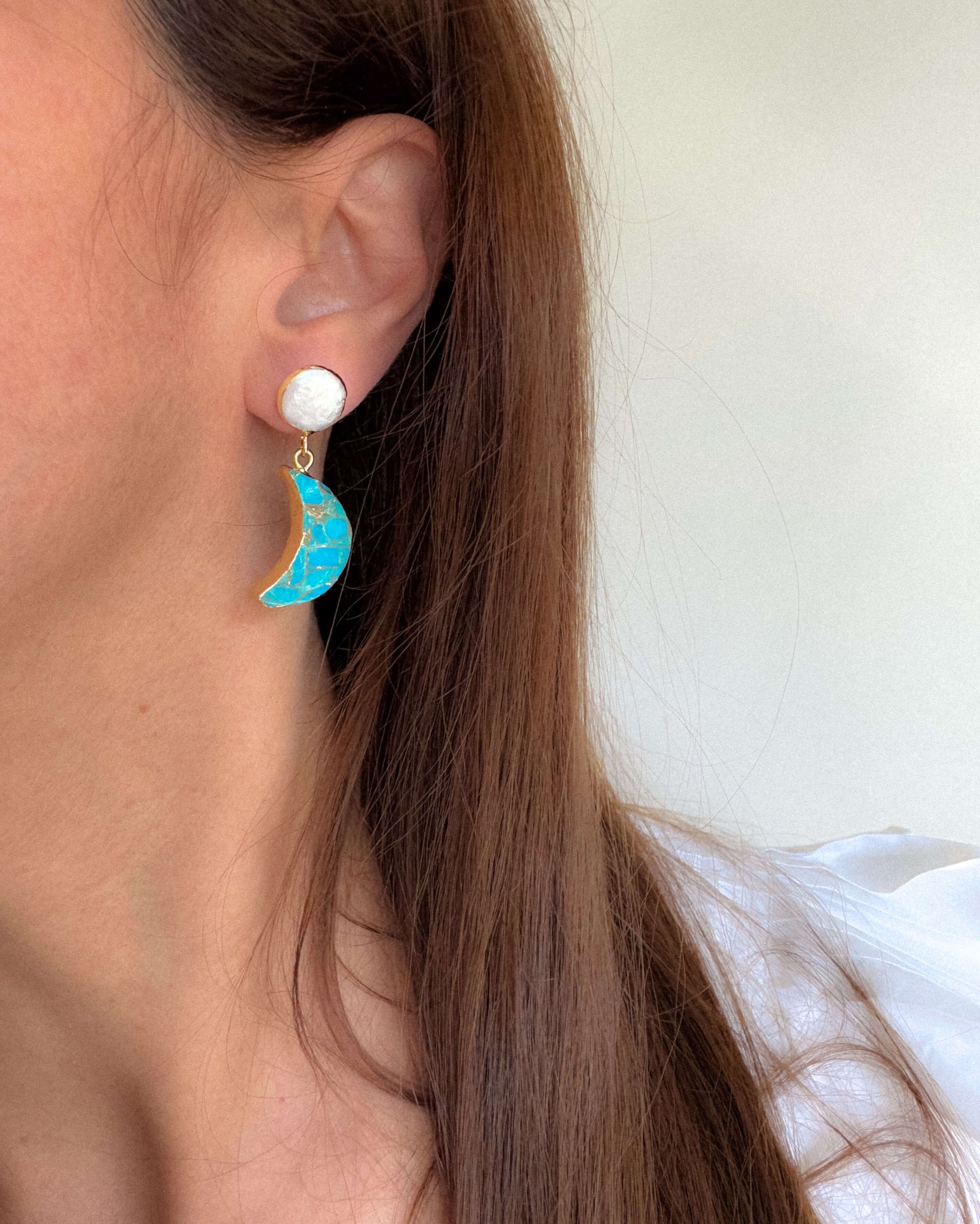 Cercei semiluna turcoaz Love and Stars Jewels