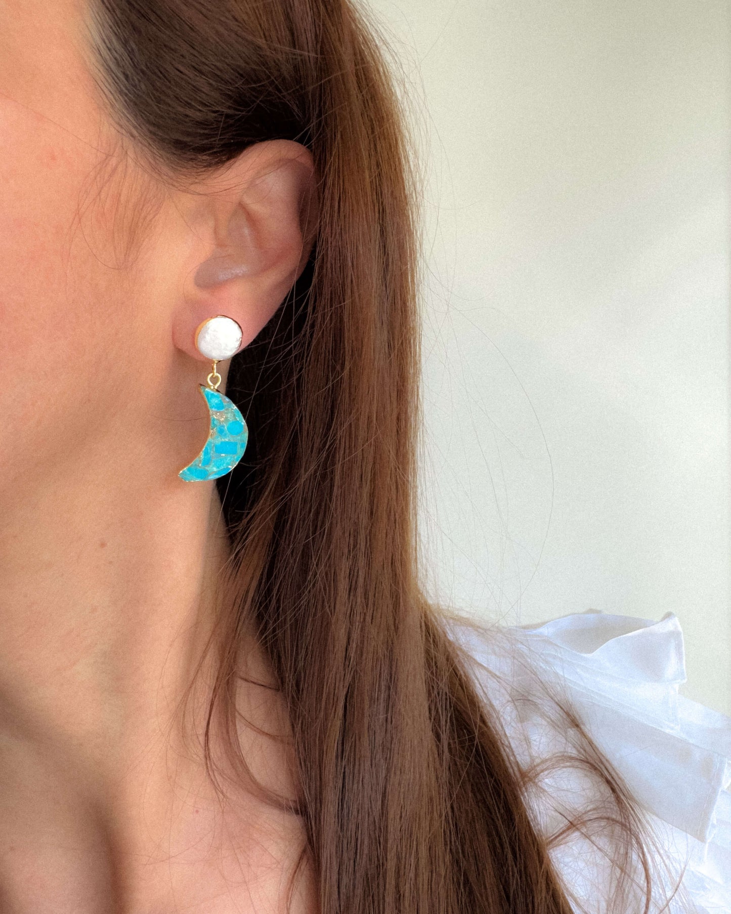 Cercei semiluna turcoaz Love and Stars Jewels
