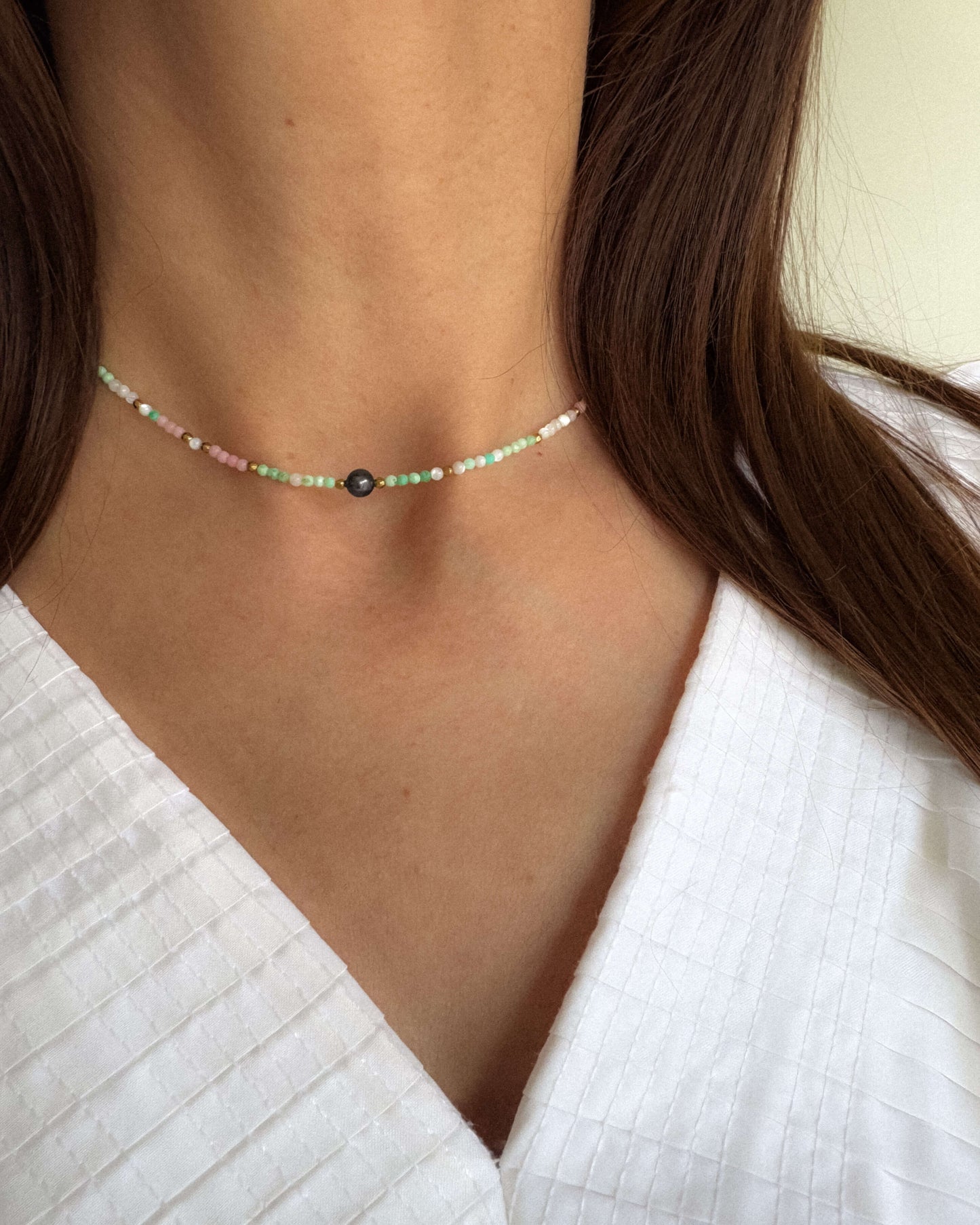 Colier turcoaz coral roz perla neagra love and stars jewels