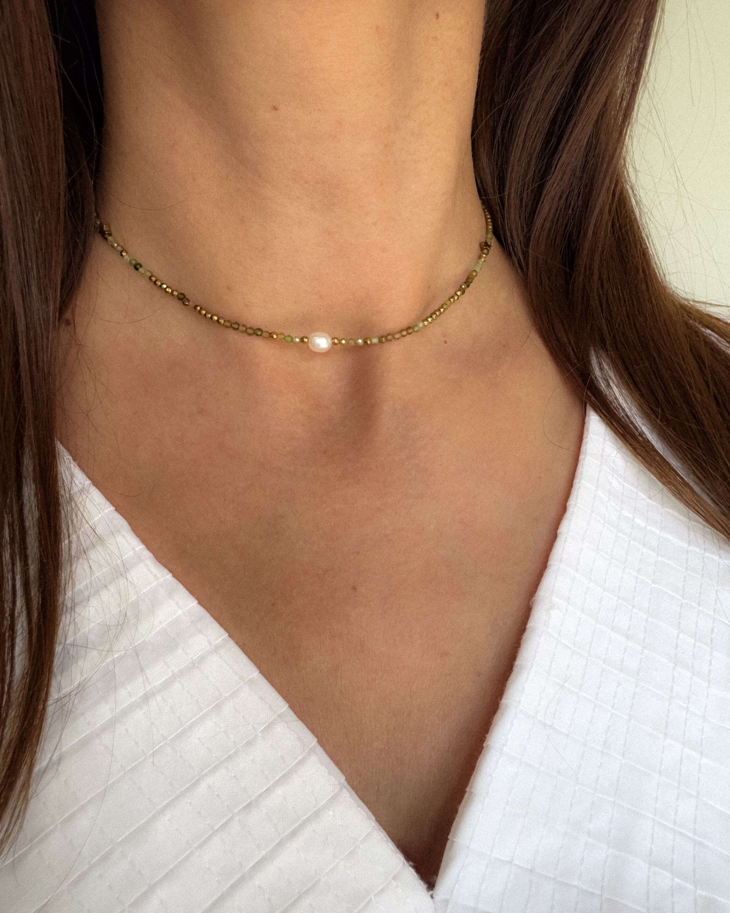 Colier turmalina verde perla naturala colier finut cadou love and stars jewels