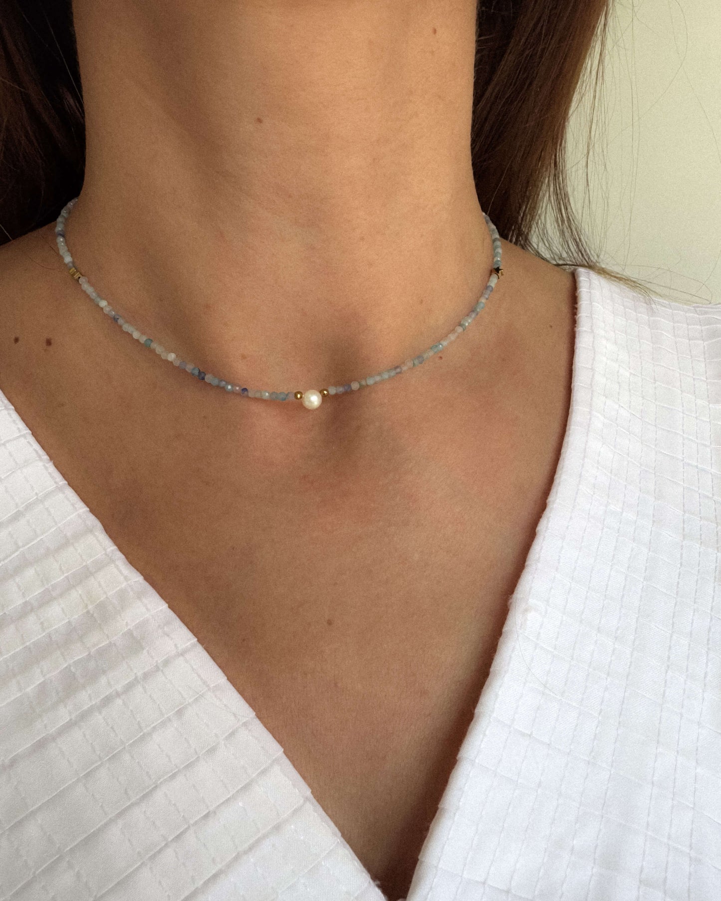 Colier pietre naturale albastre love and stars jewels
