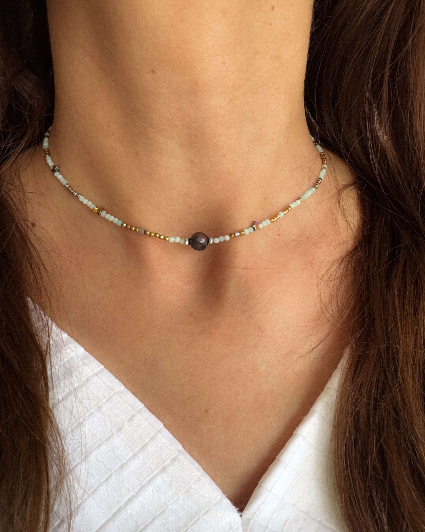 Colier pentru vara colier amazonit bijuterii pentru blonde love and stars jewels