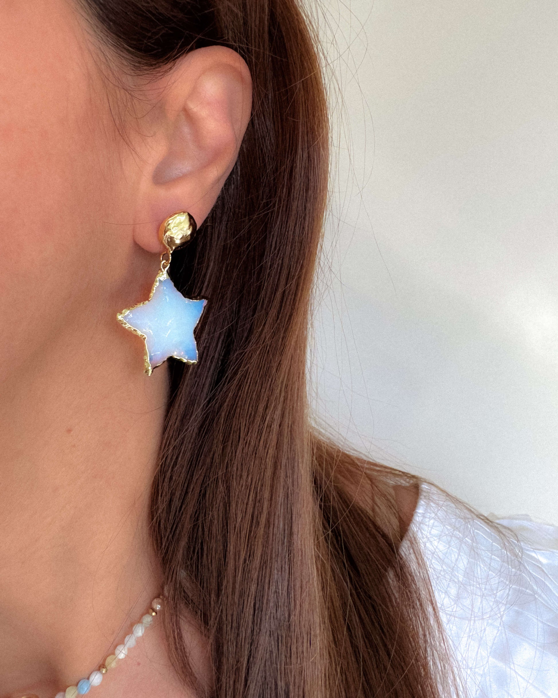 Cercei bleu opalit perla love and stars jewels
