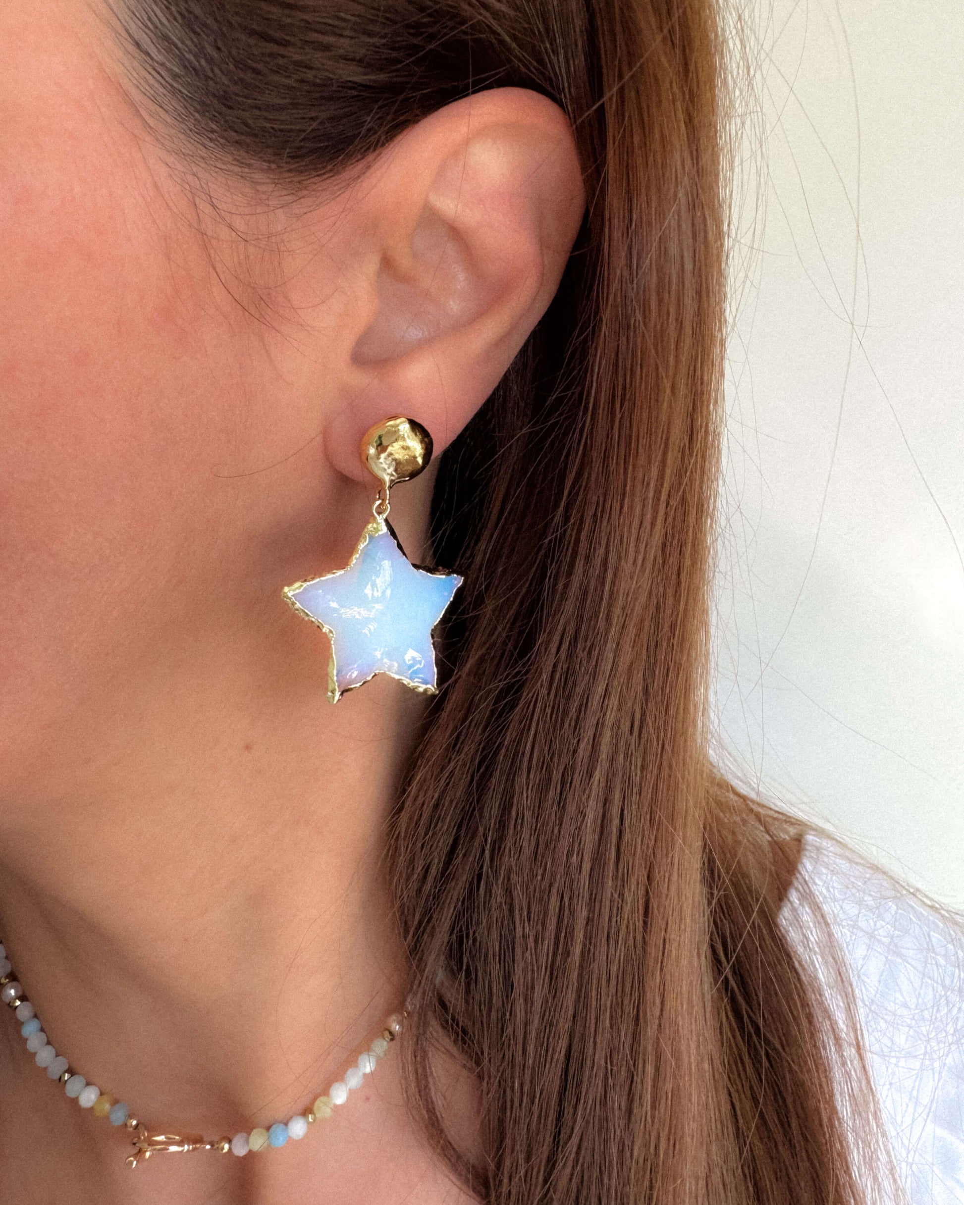 Cercei bleu opalit perla love and stars jewels