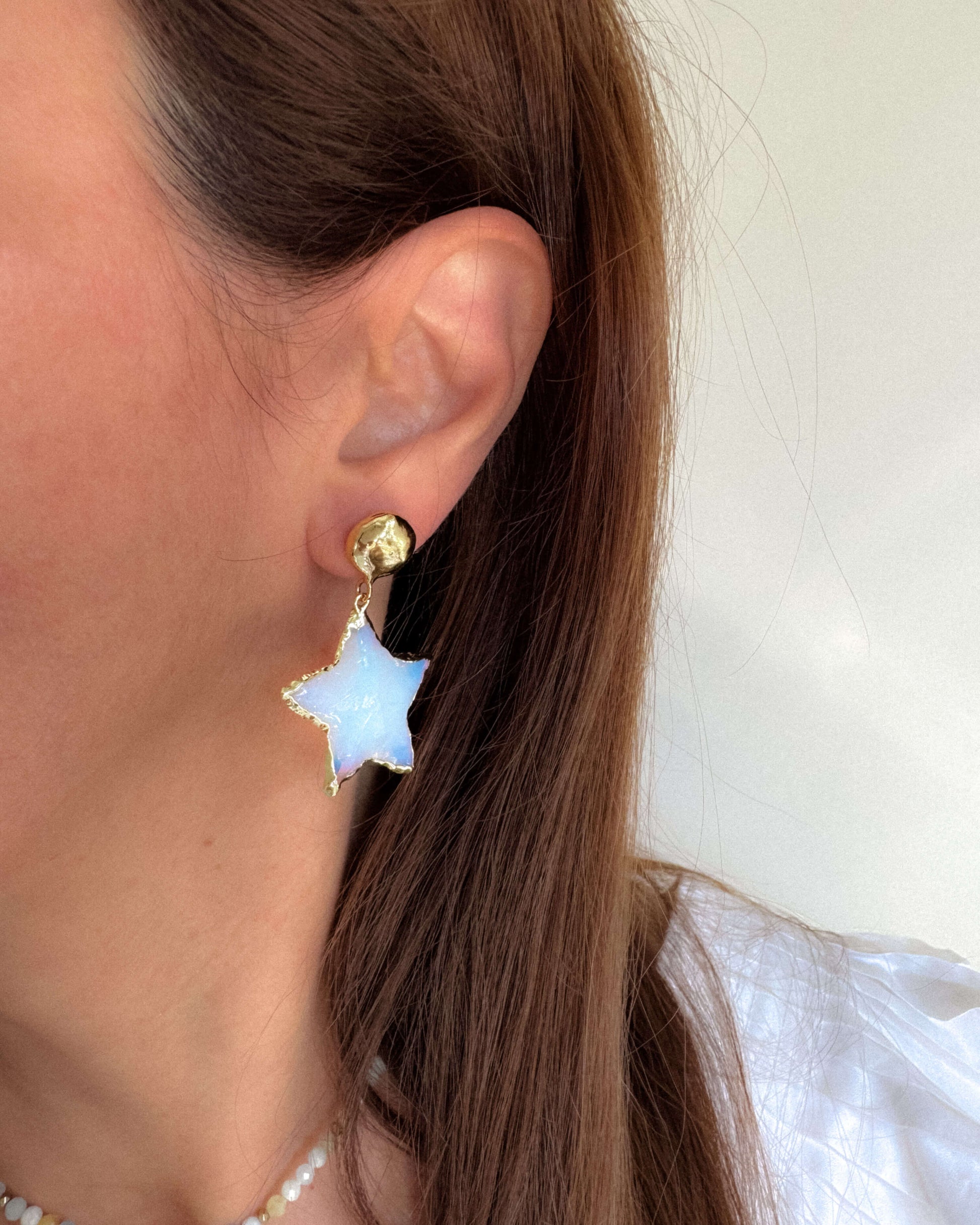 Cercei bleu opalit perla love and stars jewels