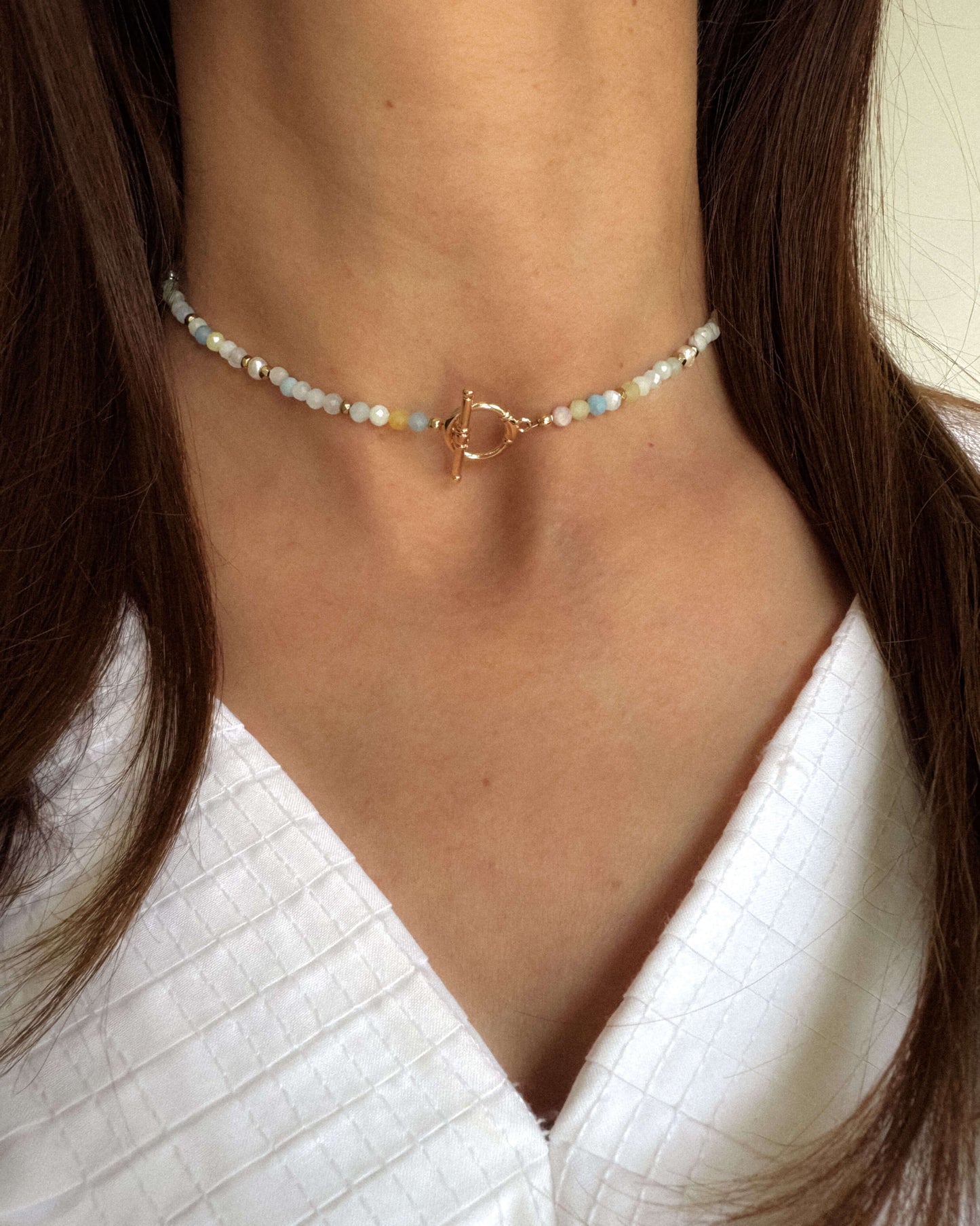 Colier morganit perle naturale colier cadou pentru sotie love and stars jewels