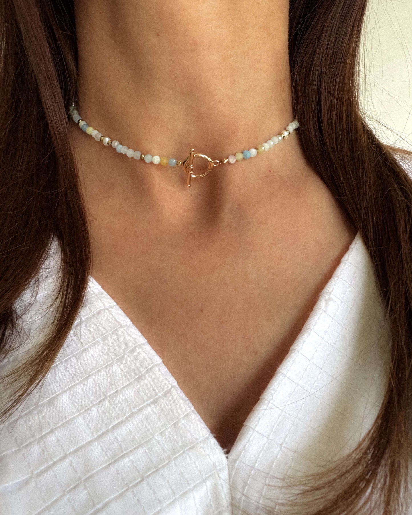 Colier morganit perle naturale colier cadou pentru sotie love and stars jewels