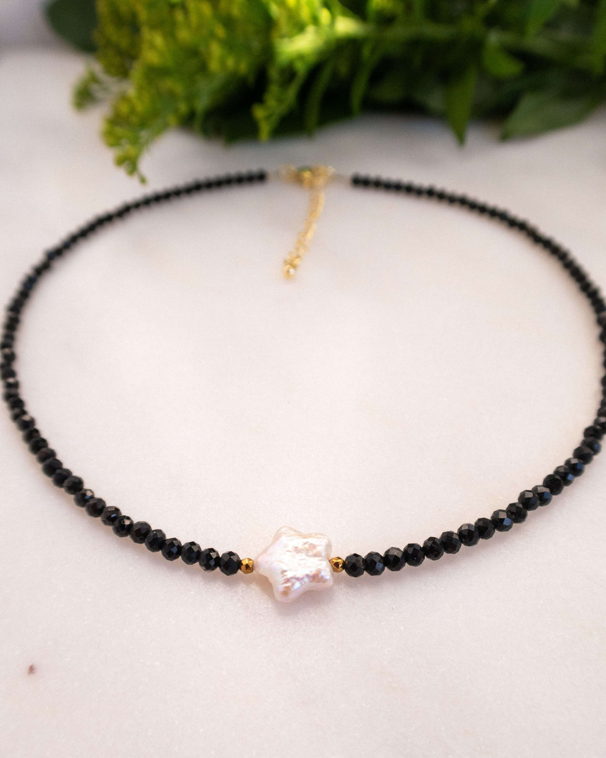 Colier onix negru stea alba din perla naturala Love and STars Jewels