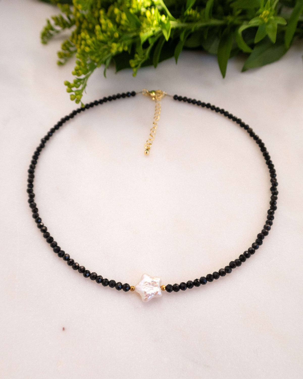 Colier onix negru stea alba din perla naturala Love and STars Jewels