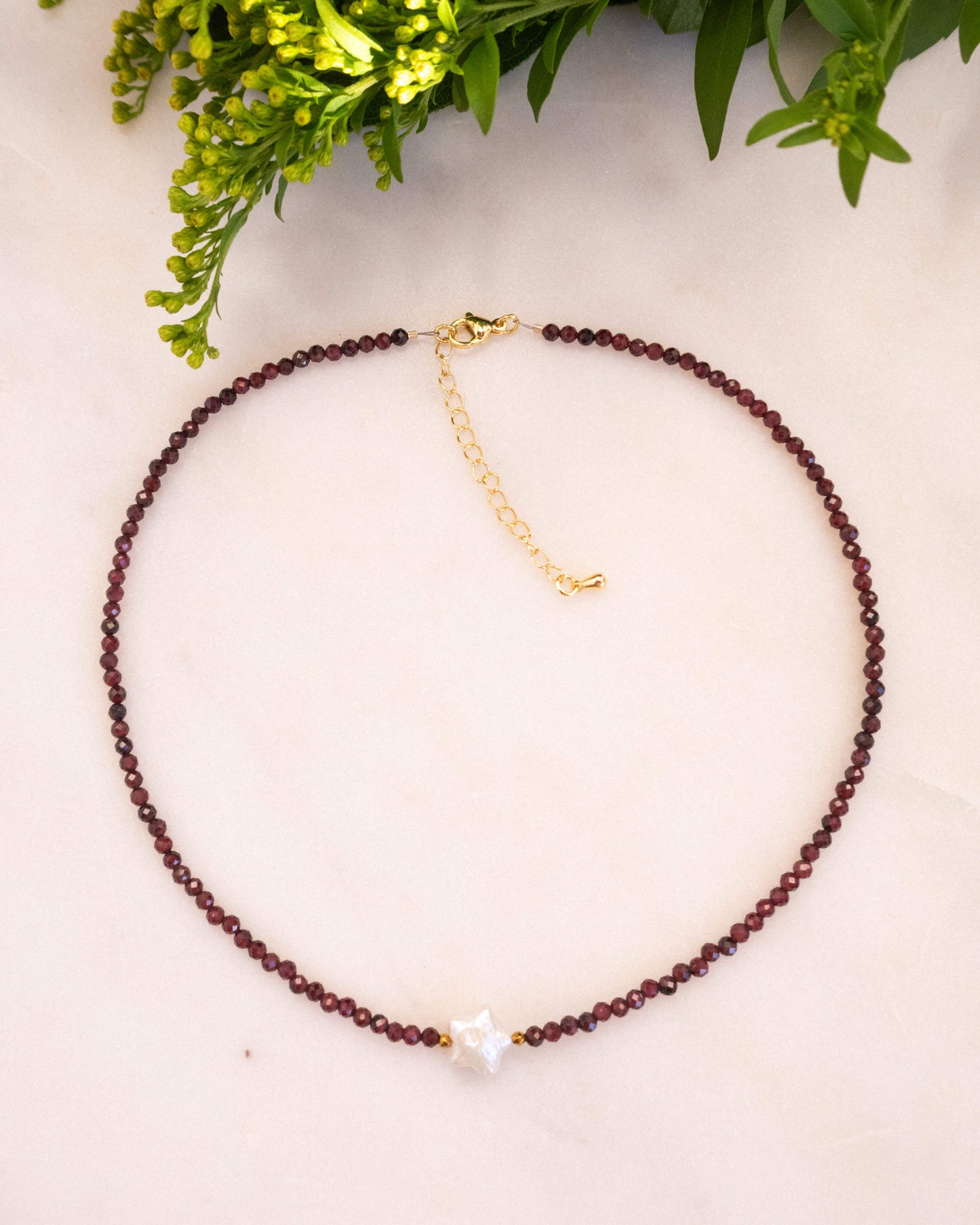 Colier stea perlă naturală granat FELICIA