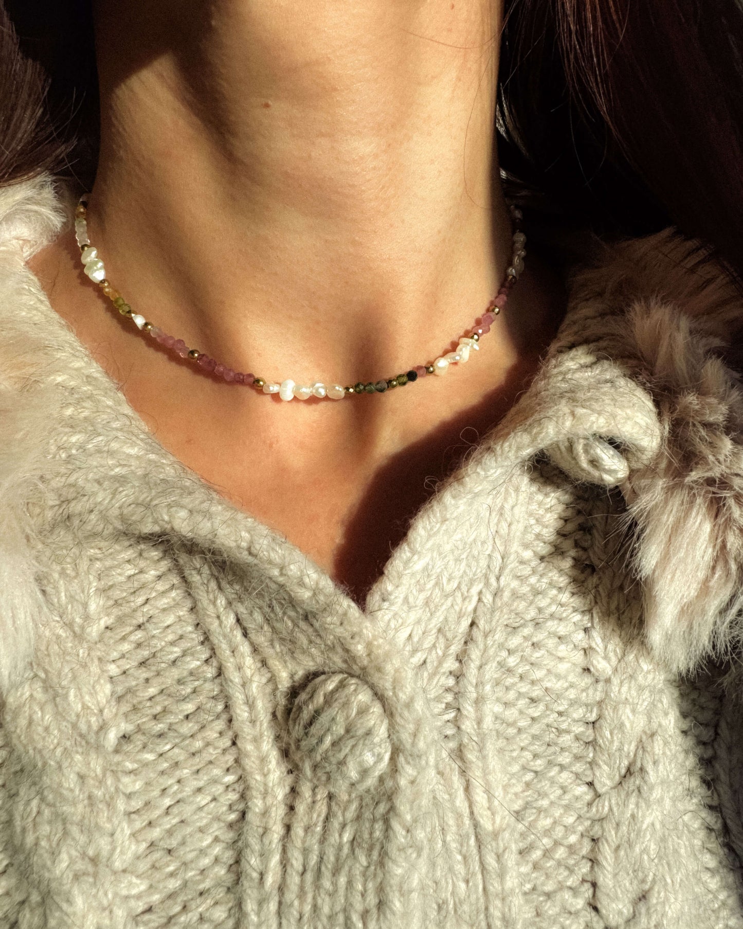 Colier turmalină perle naturale NOEMI