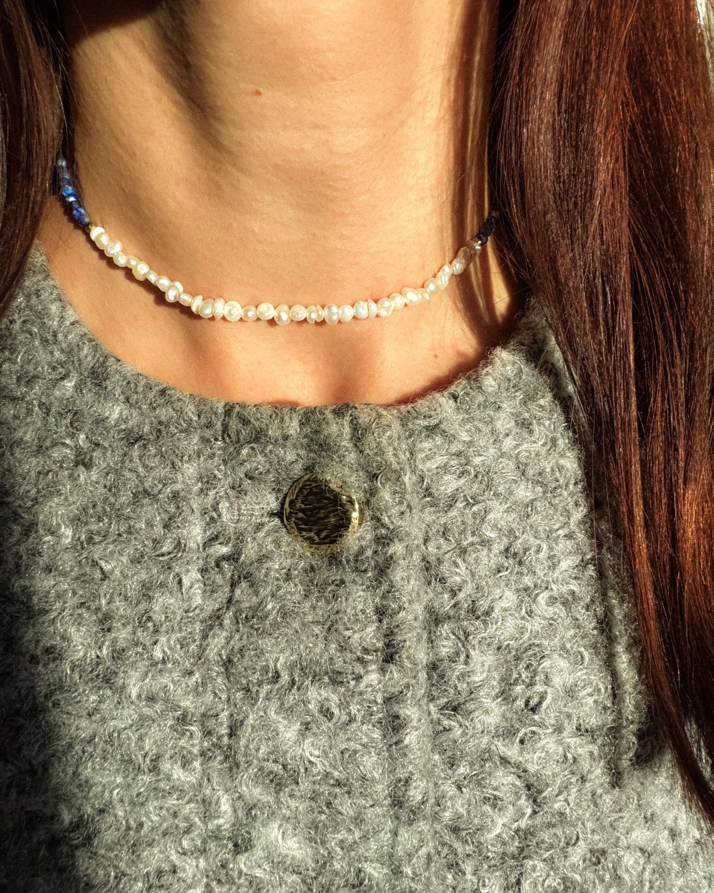 Colier lapis lazuli perle naturale GAETANA