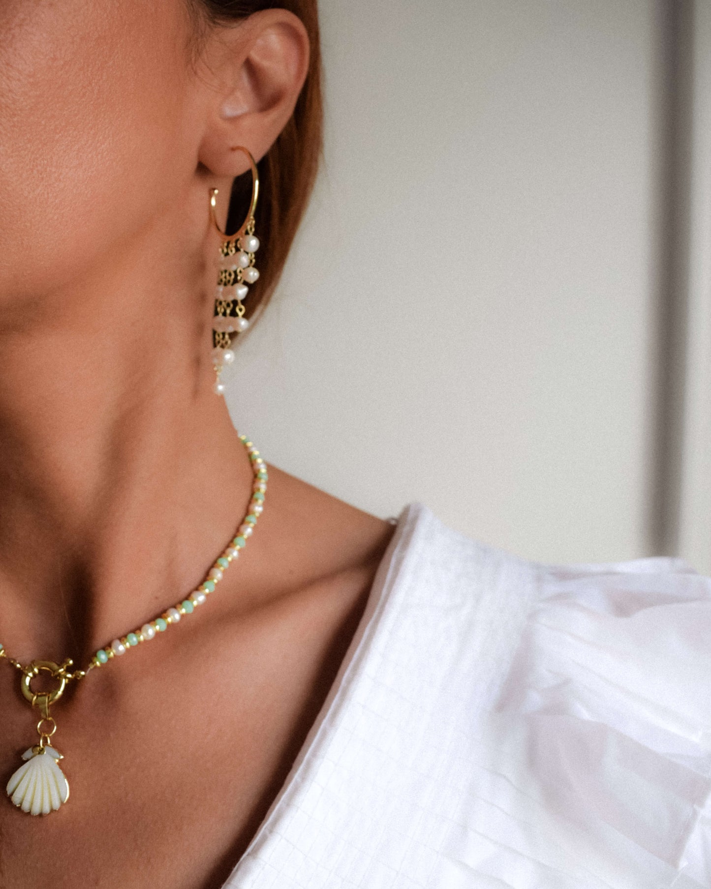 Cercei creole perle Love and Stars Jewels