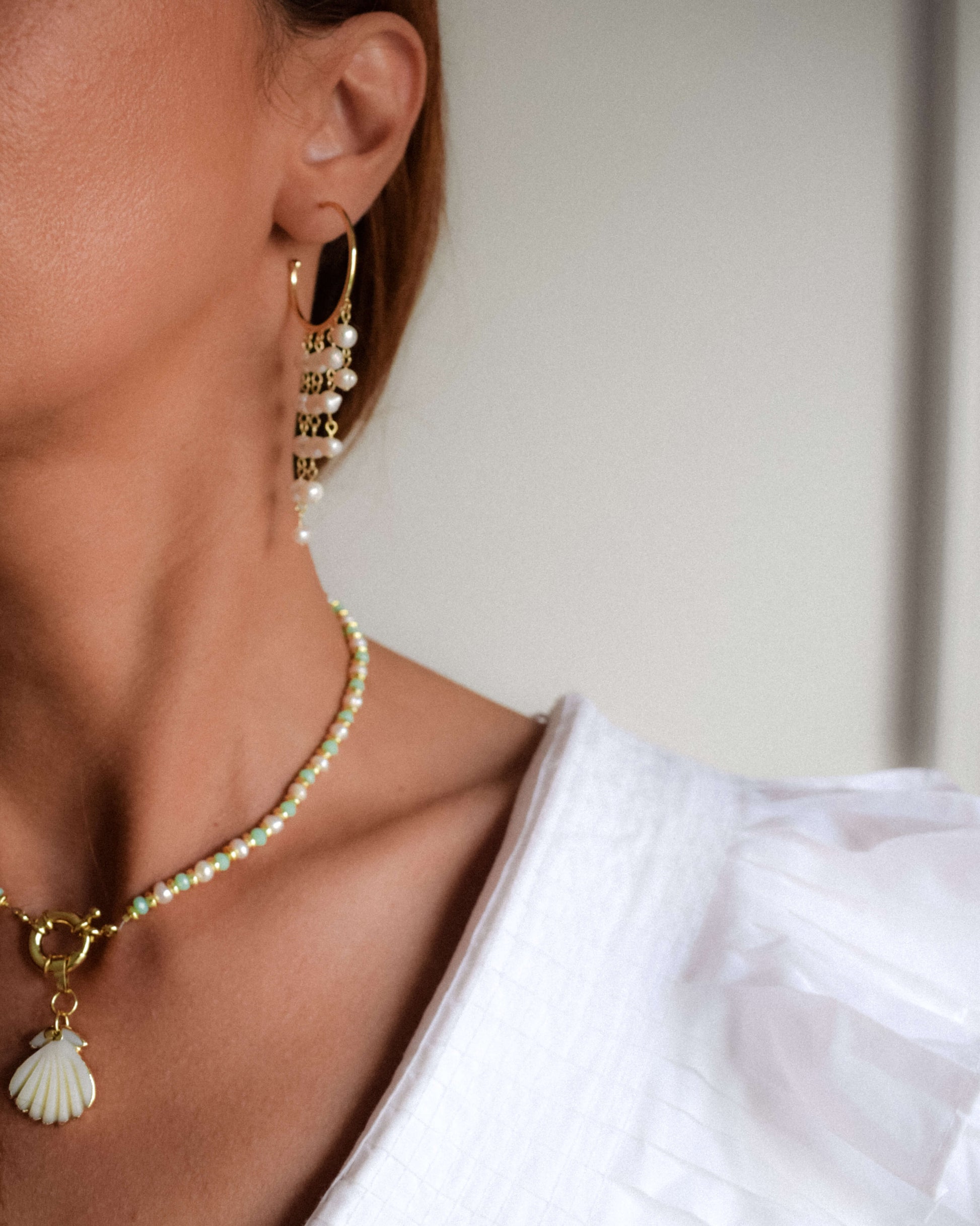 Cercei creole perle Love and Stars Jewels