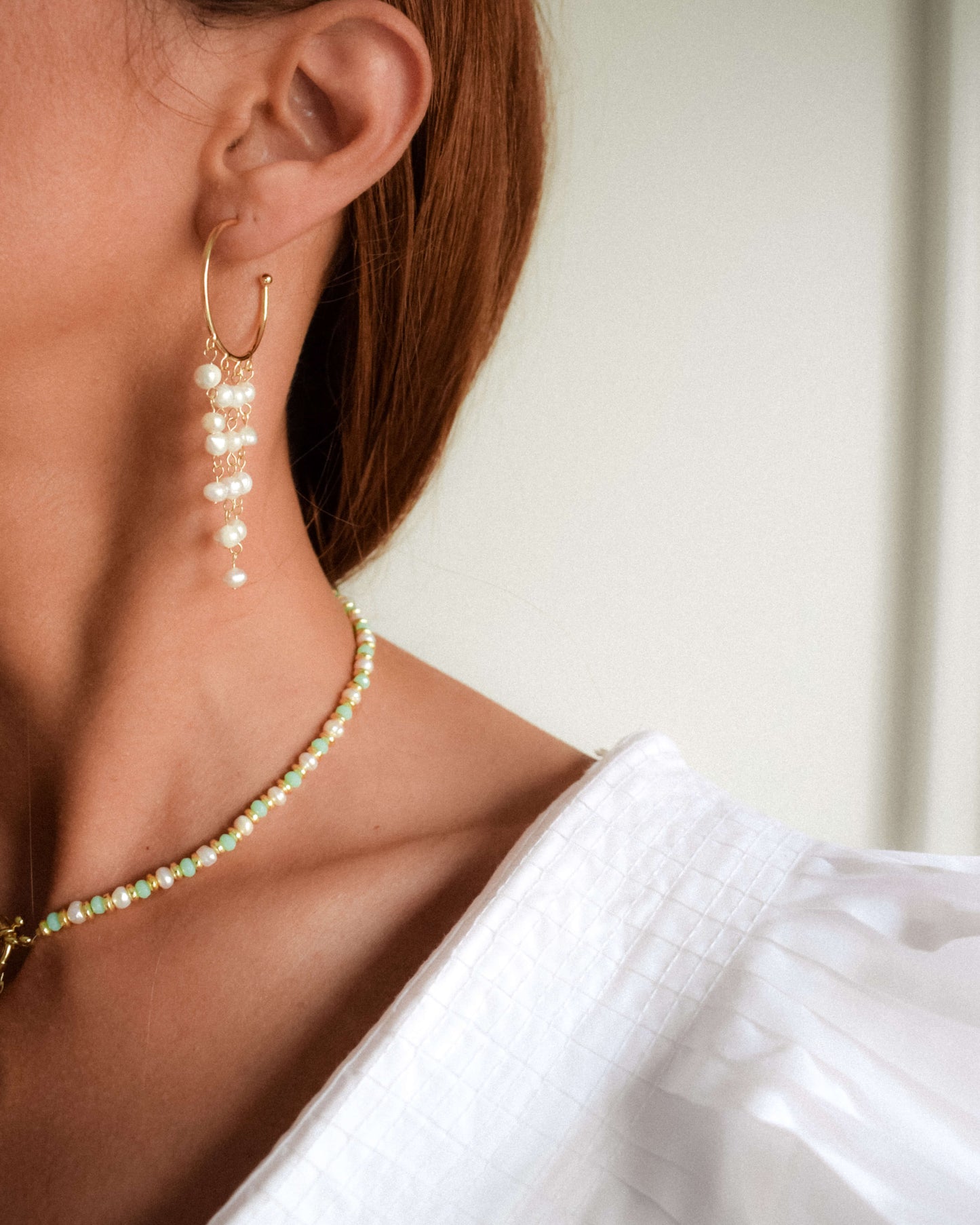 Cercei creole perle Love and Stars Jewels